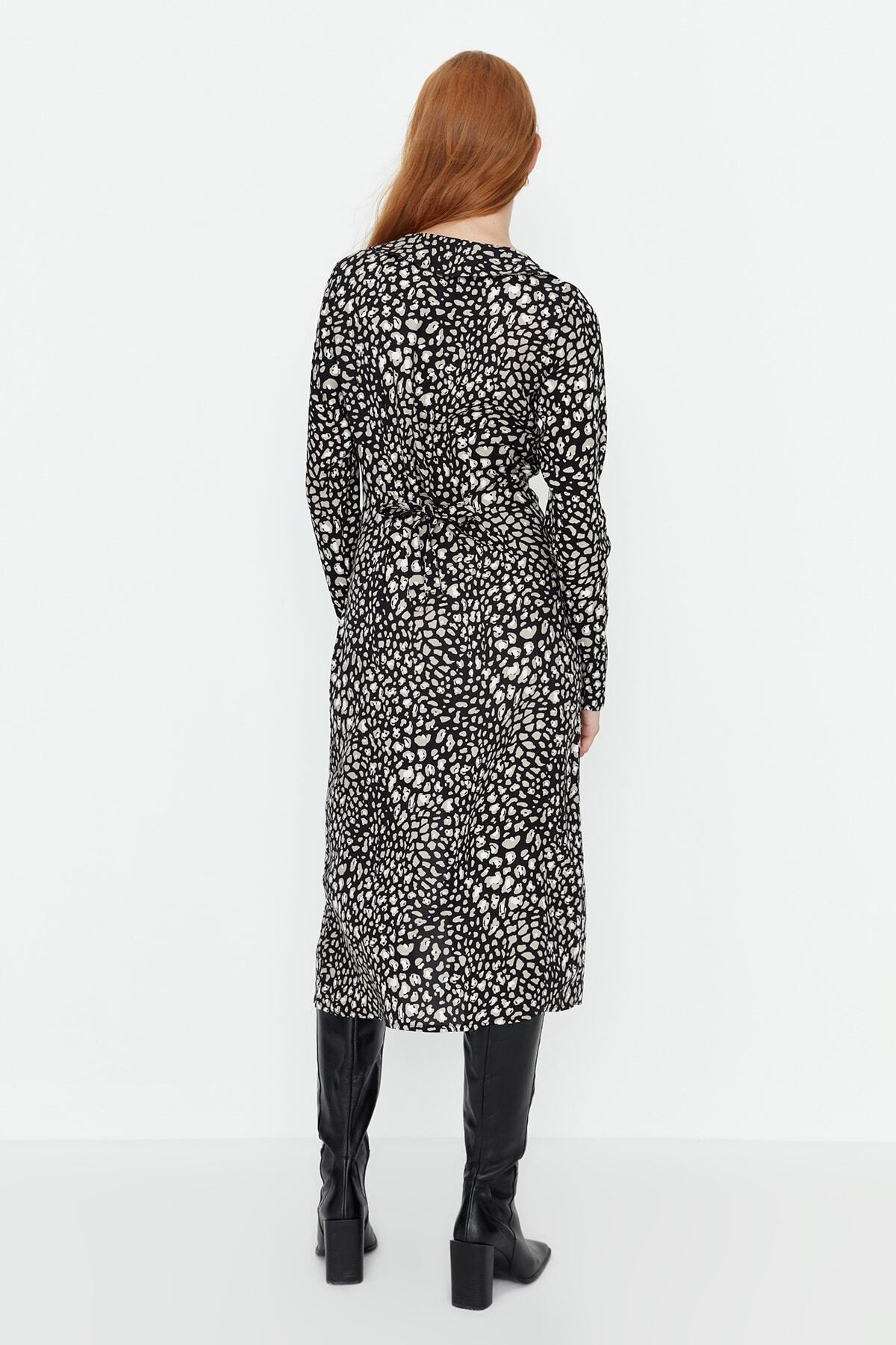 Trendyol večbarvna vzorčasta srajčna obleka