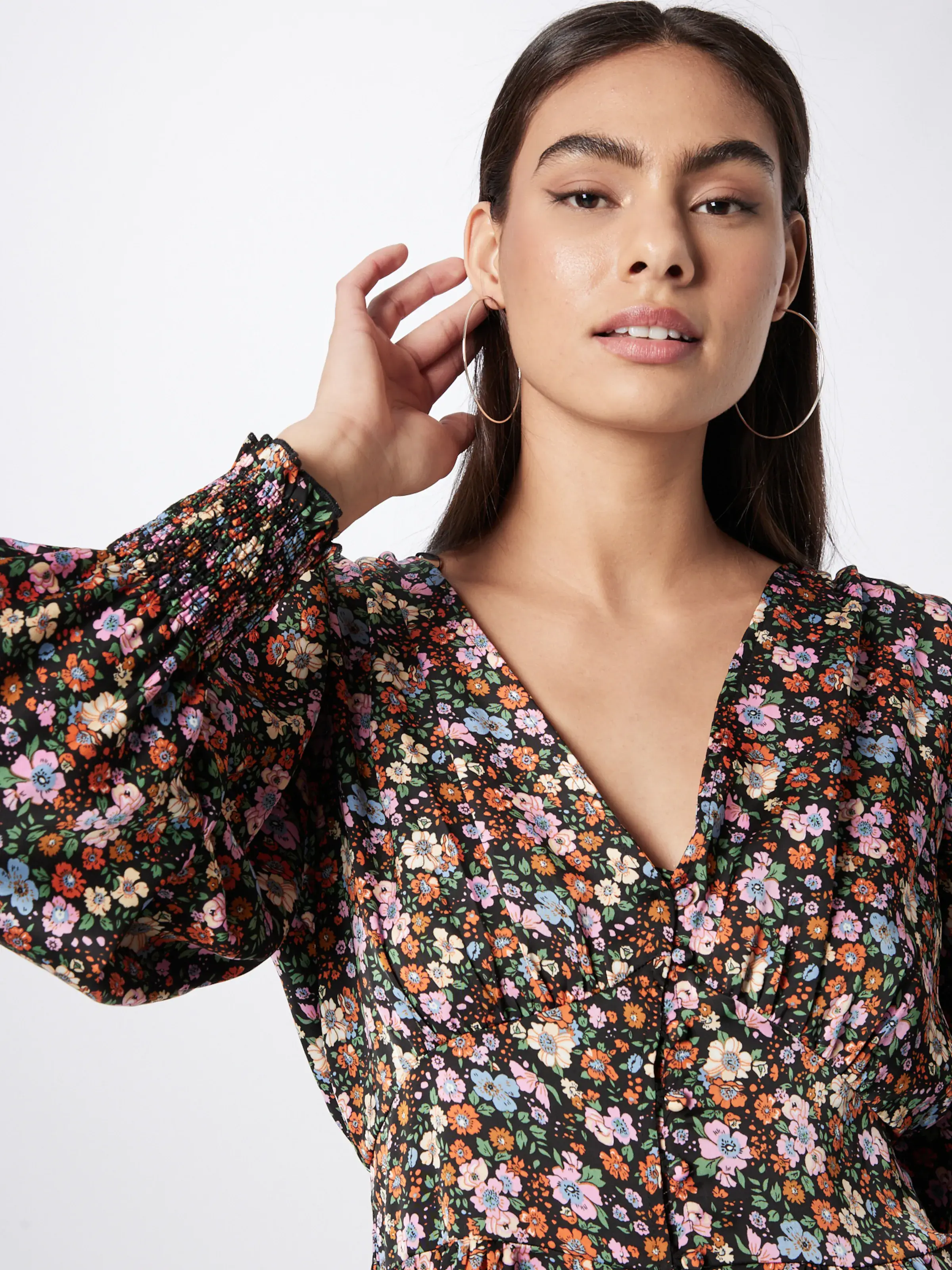 Neo Noir Dolga srajca 'Lecia' svetlo modra / oranžna / roza / črna