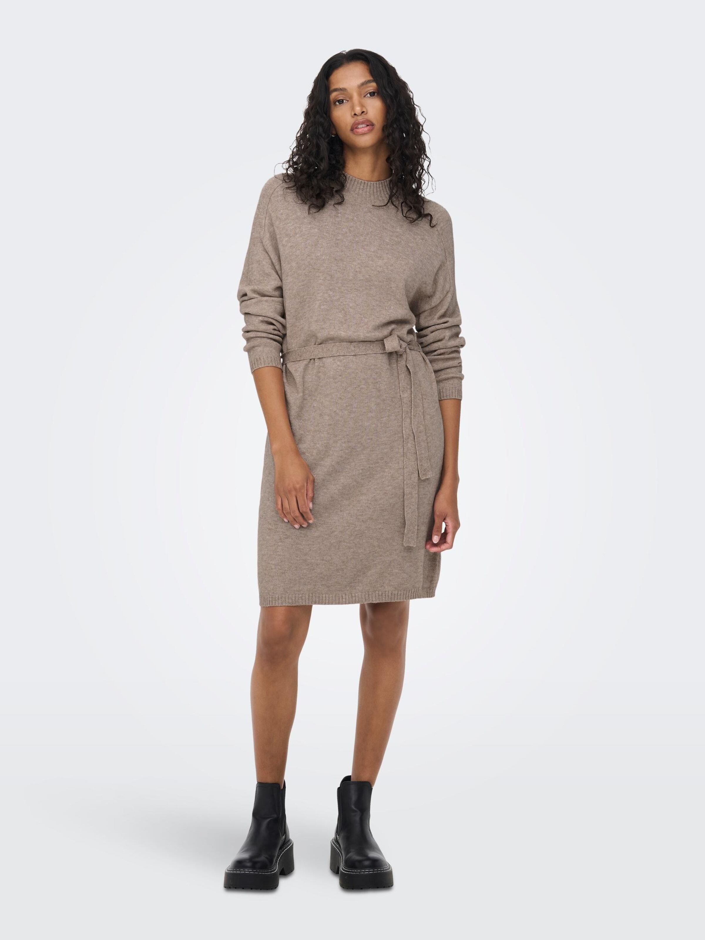 ONLY Pletena obleka 'ONLLeva' progasto bež