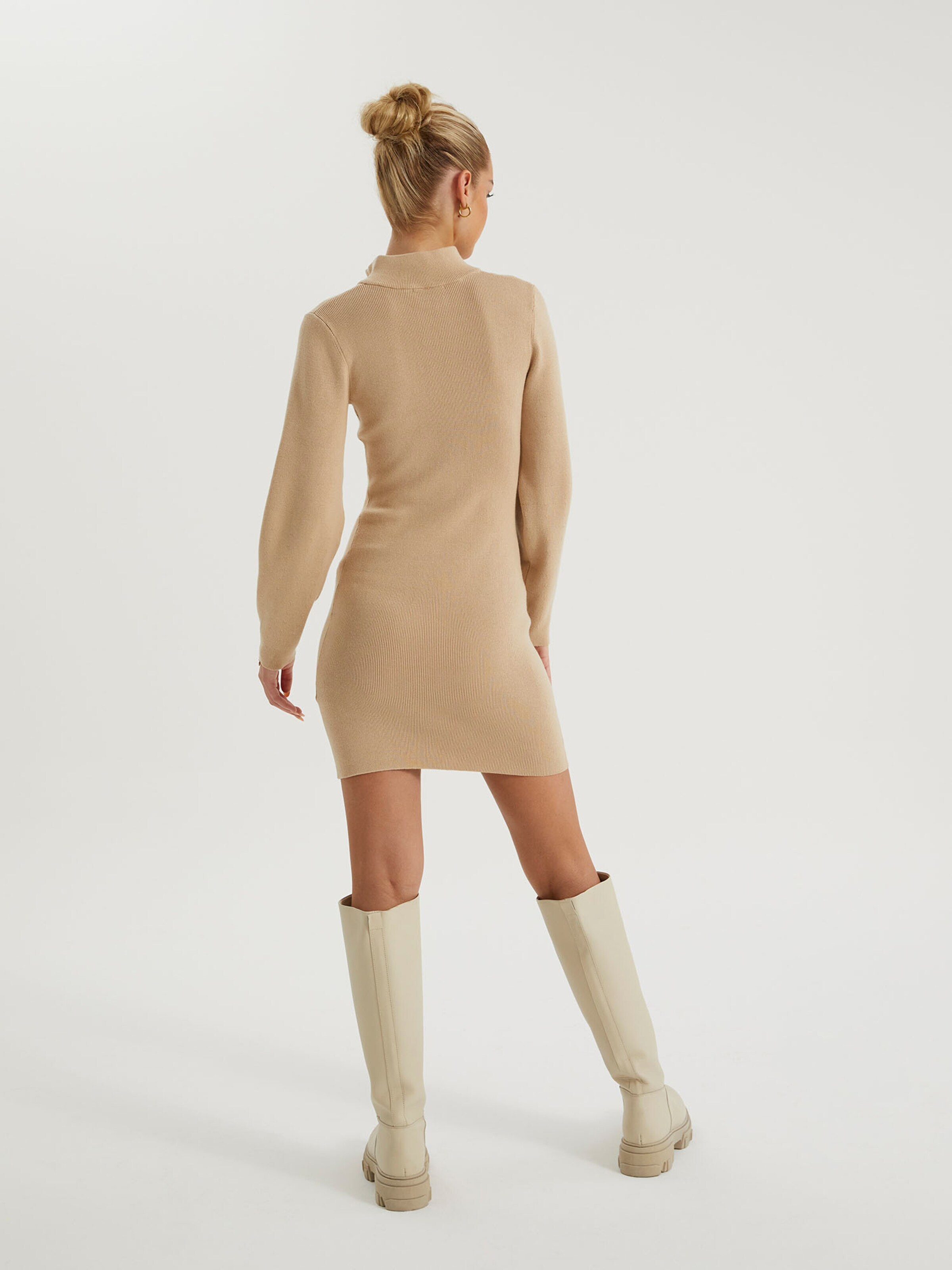 millane Pletena obleka bež