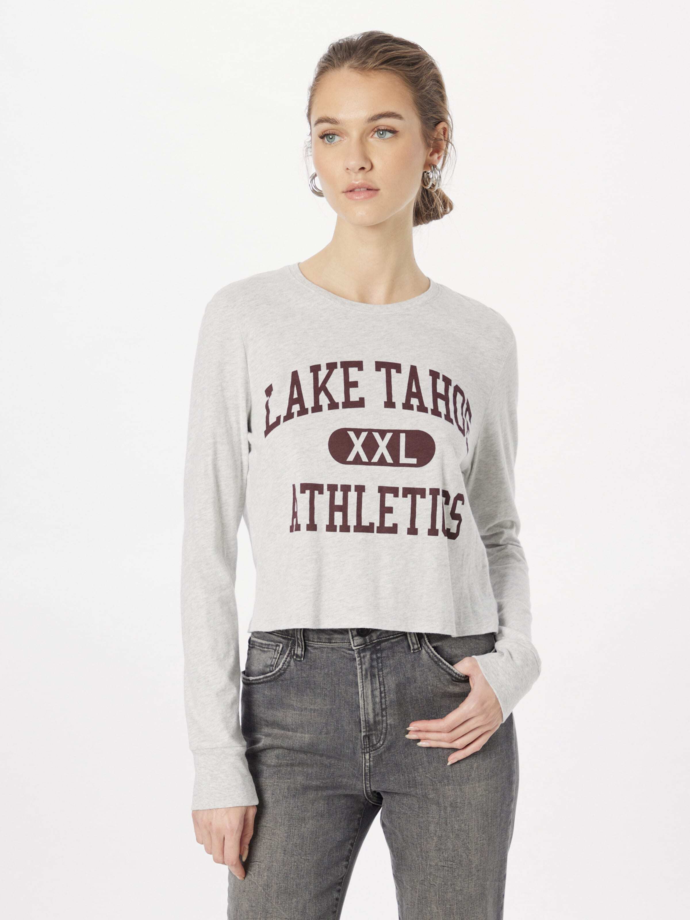 Abercrombie & Fitch Majica pegasto siva / burgund