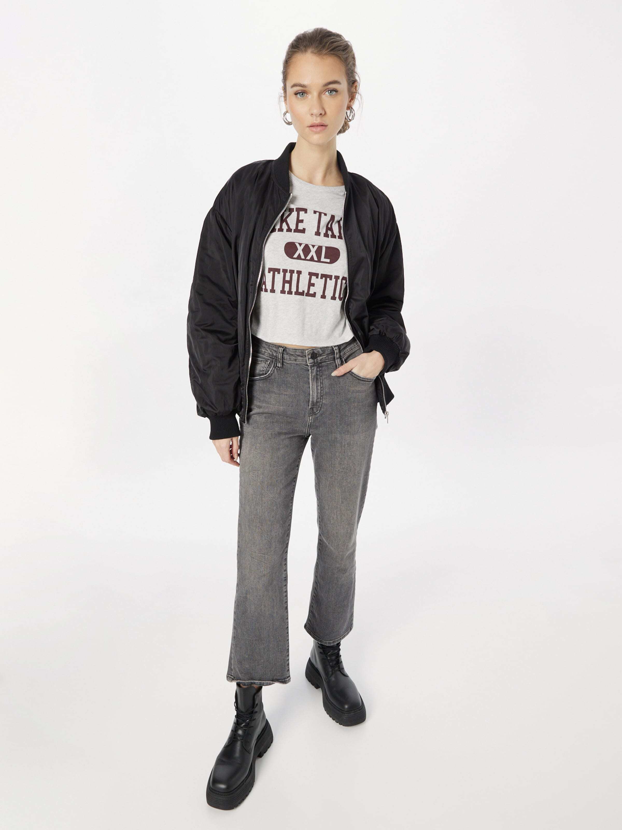 Abercrombie & Fitch Majica pegasto siva / burgund