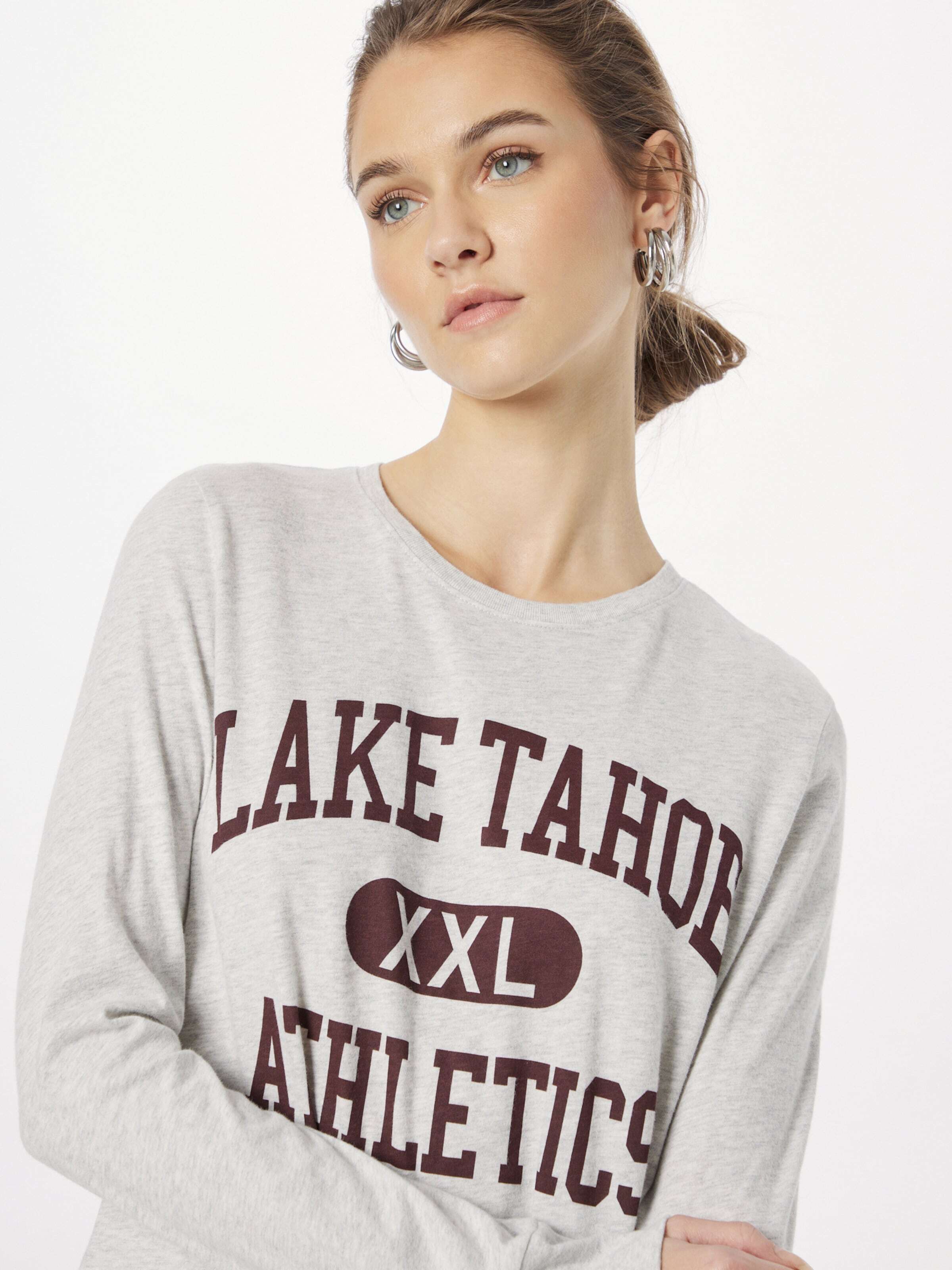 Abercrombie & Fitch Majica pegasto siva / burgund