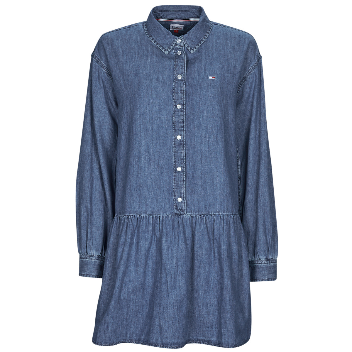 Tommy Jeans Kratke obleke TJW CHAMBRAY SHIRT DRESS Tommy Jeans