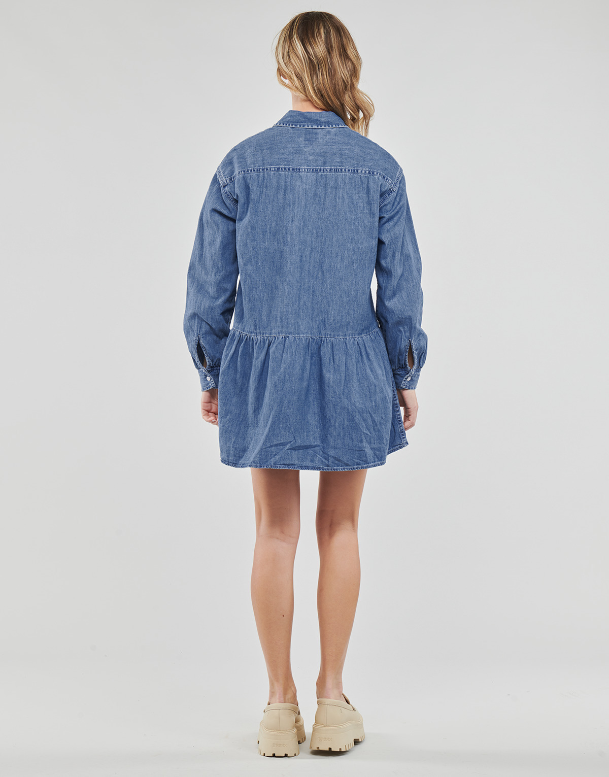 Tommy Jeans Kratke obleke TJW CHAMBRAY SHIRT DRESS Tommy Jeans
