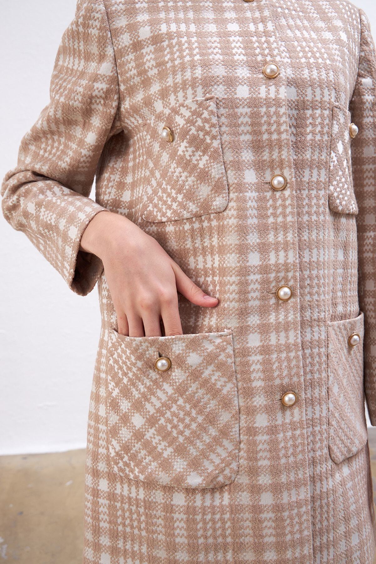 Gusto Plaid Kaftan - Beige
