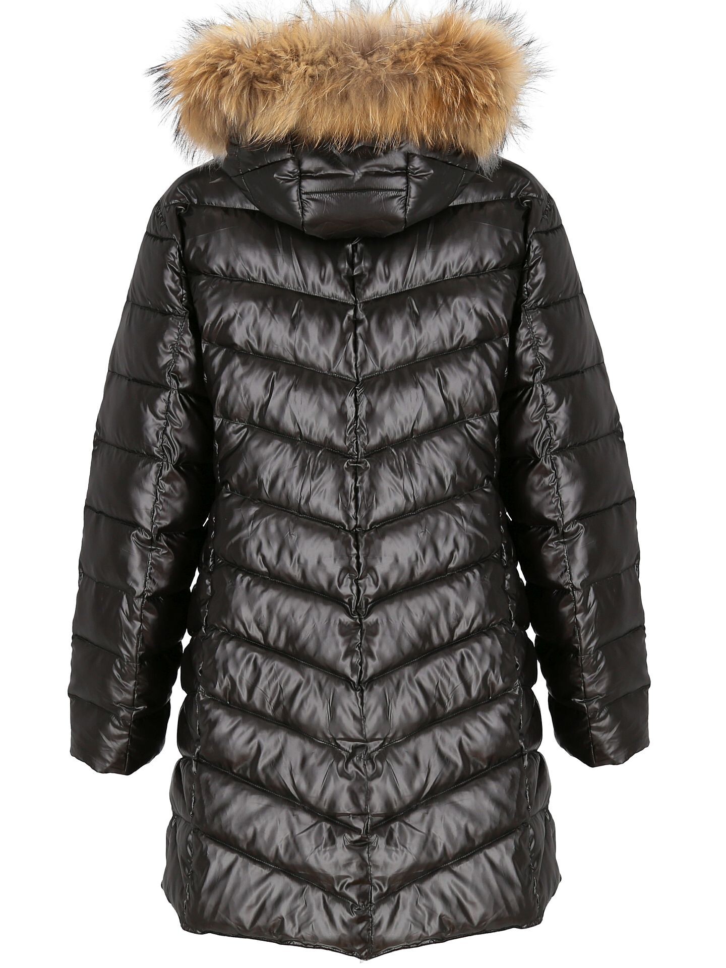 PERSO Woman's Women's winter jacket with natural fur on the hood,casual style