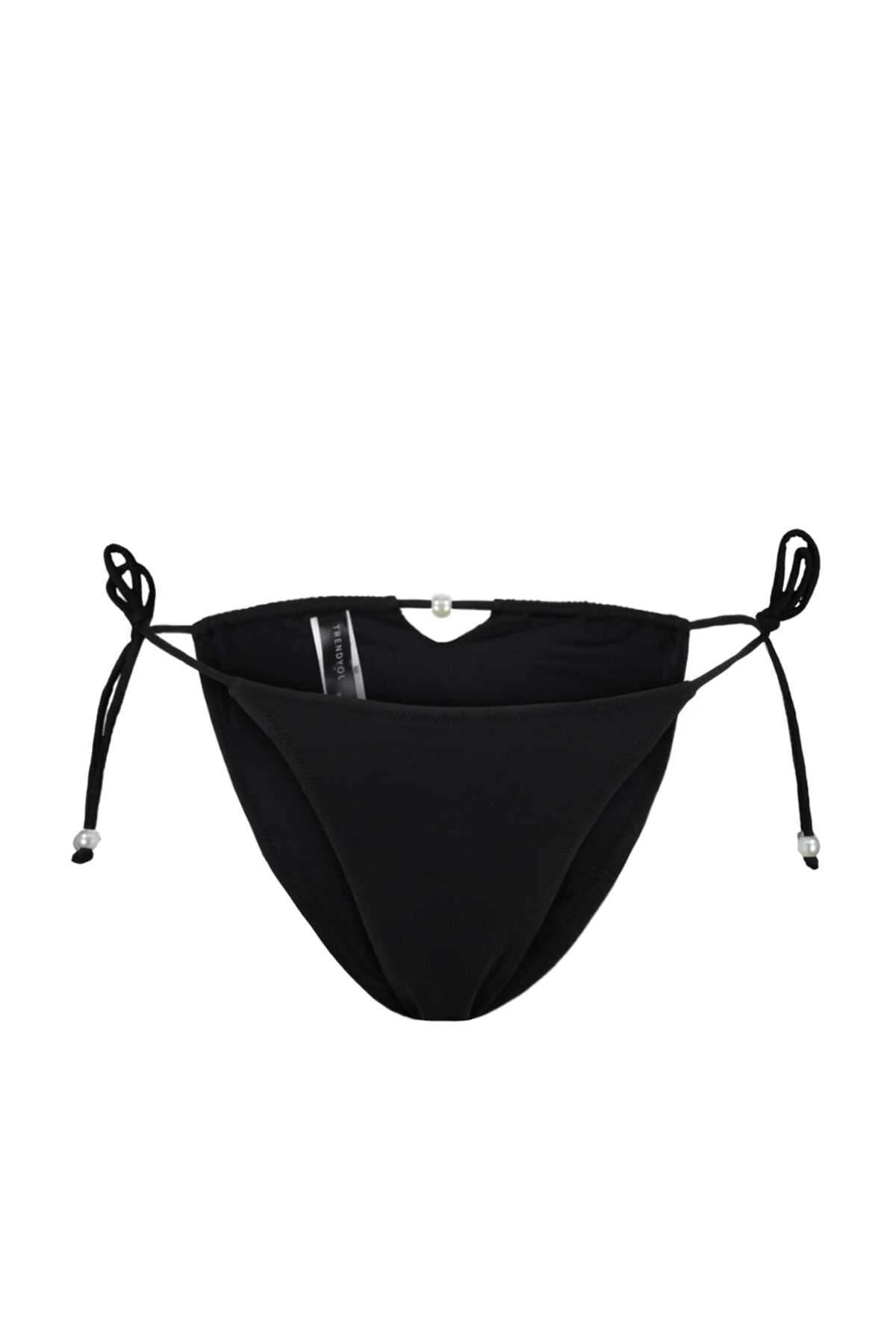 Trendyol črna kravata z visokim dnom noge Bikini