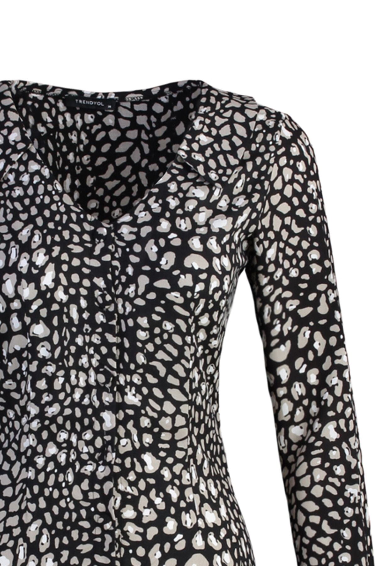 Trendyol večbarvna vzorčasta srajčna obleka