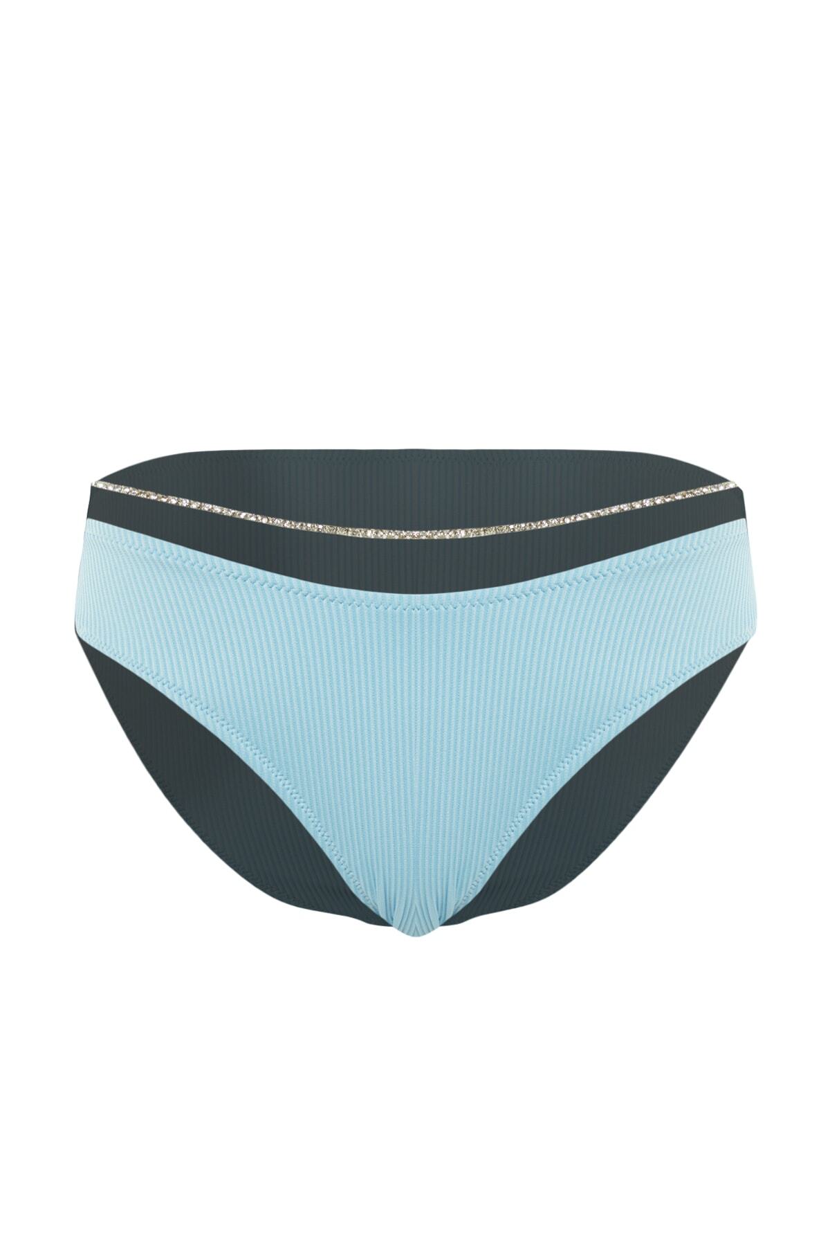 Trendyol modre kroglice so dodatno teksturirane dno bikinija z običajnimi nogami