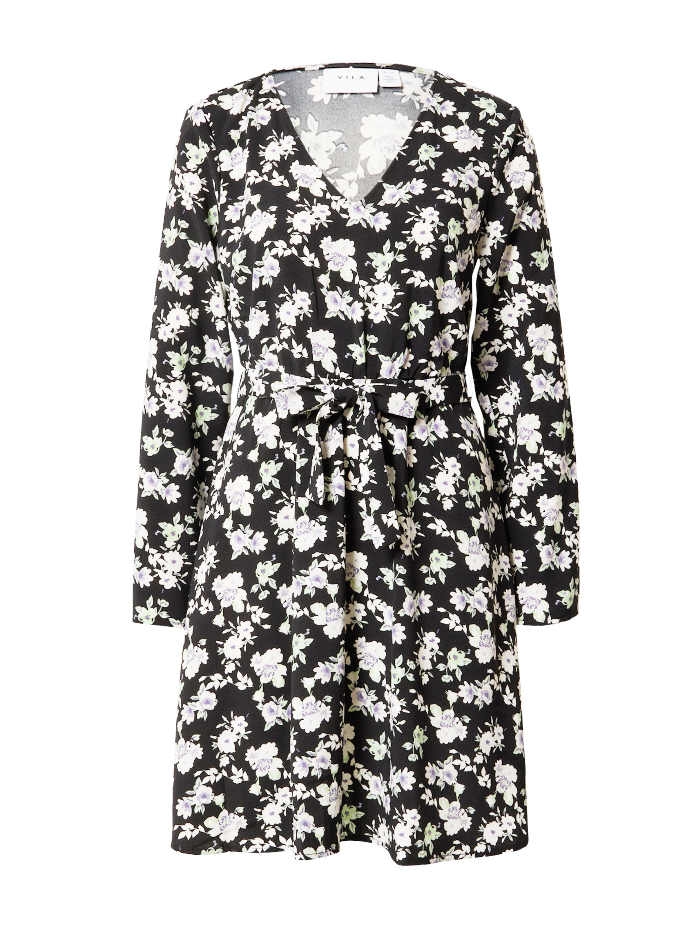 VILA Obleka 'KRISTINA' pastelno zelena / lila / črna / bela