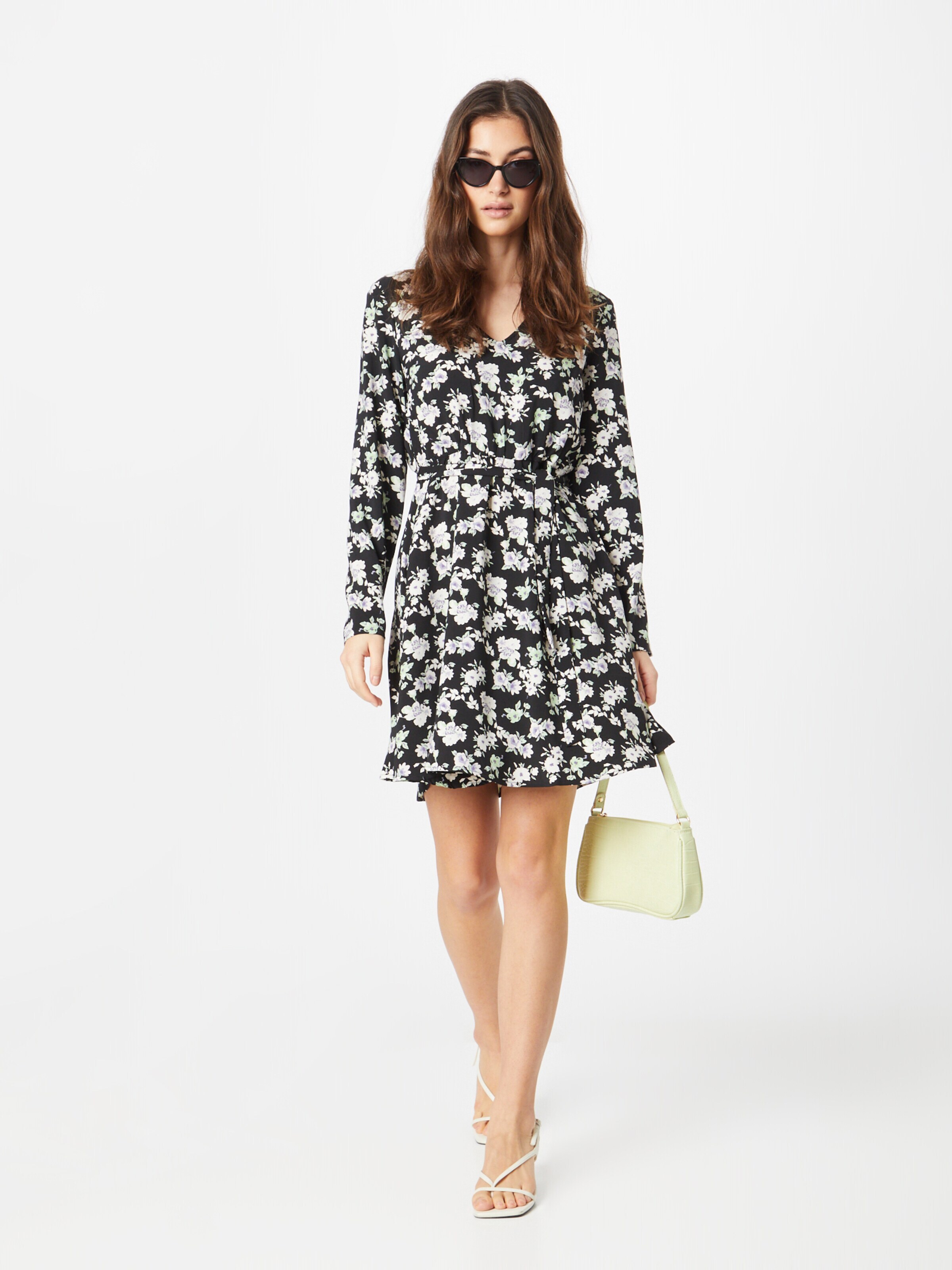 VILA Obleka 'KRISTINA' pastelno zelena / lila / črna / bela