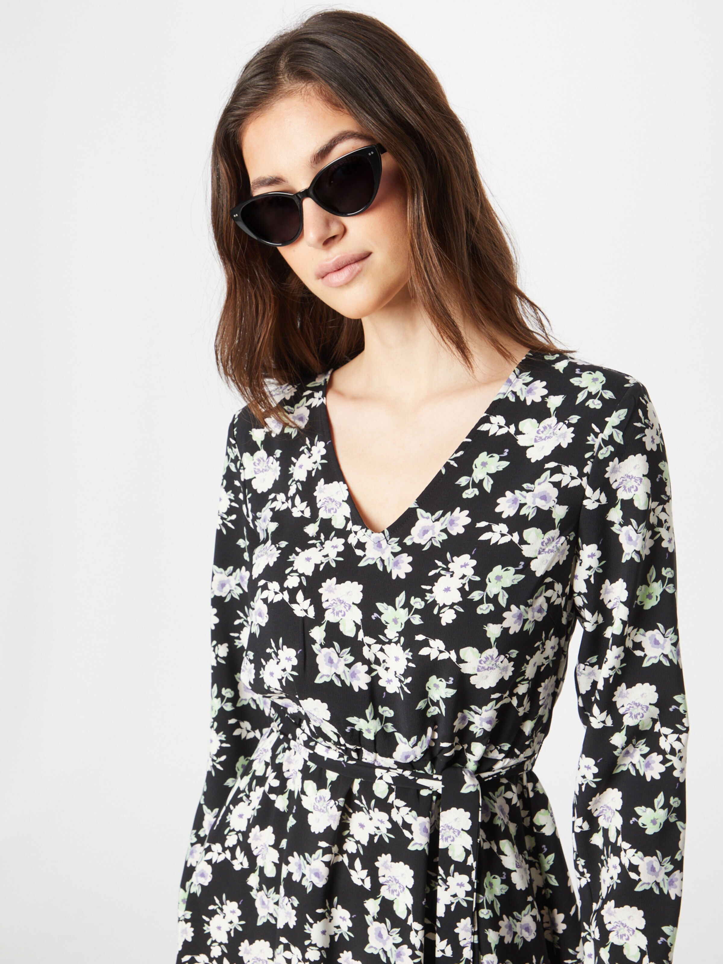 VILA Obleka 'KRISTINA' pastelno zelena / lila / črna / bela