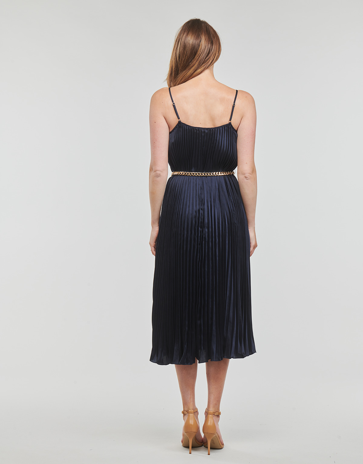 MICHAEL Michael Kors Dolge obleke PLEATED SLIP MIDI DRESS MICHAEL Michael Kors