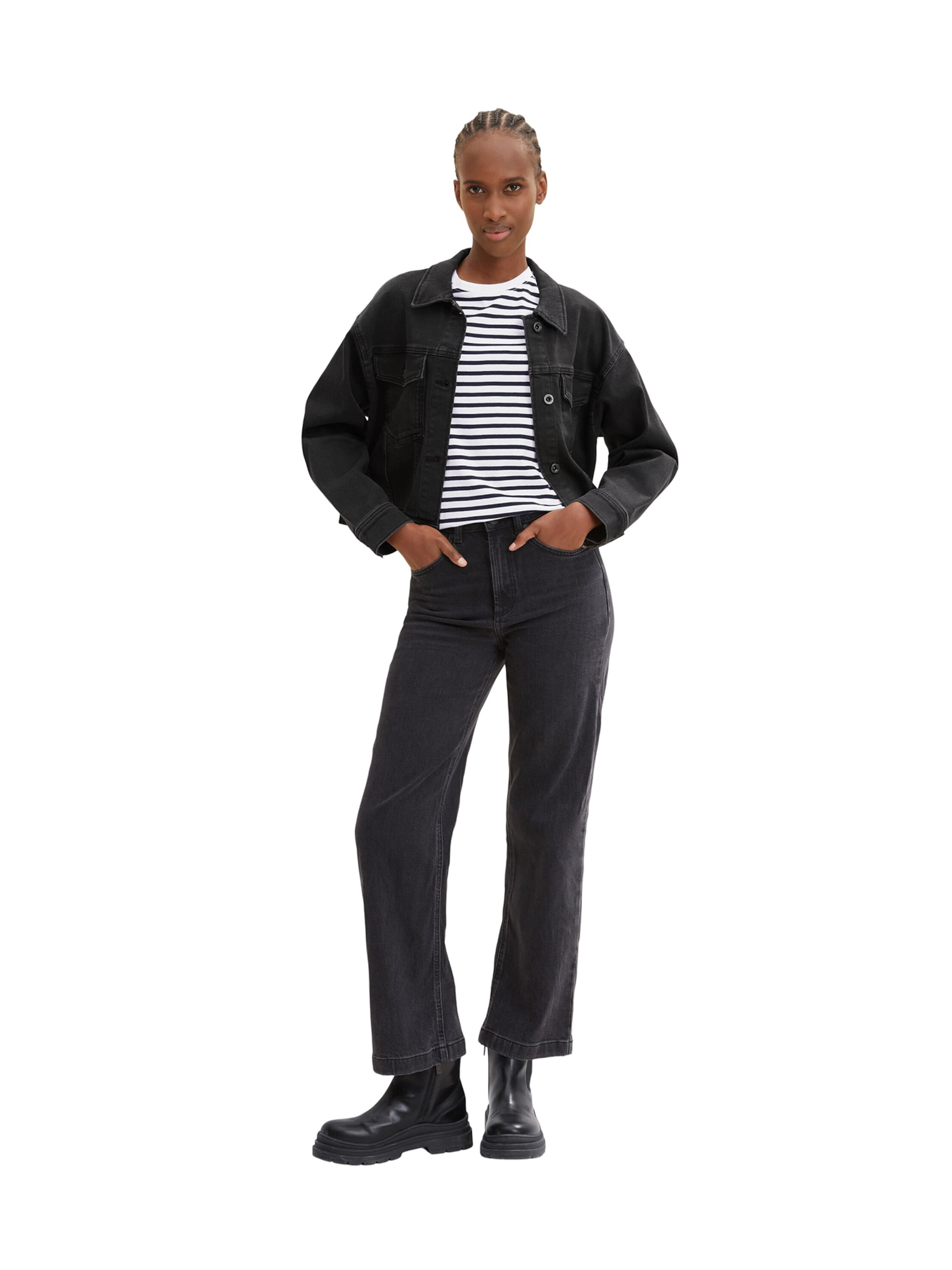 TOM TAILOR DENIM Majica črna / bela