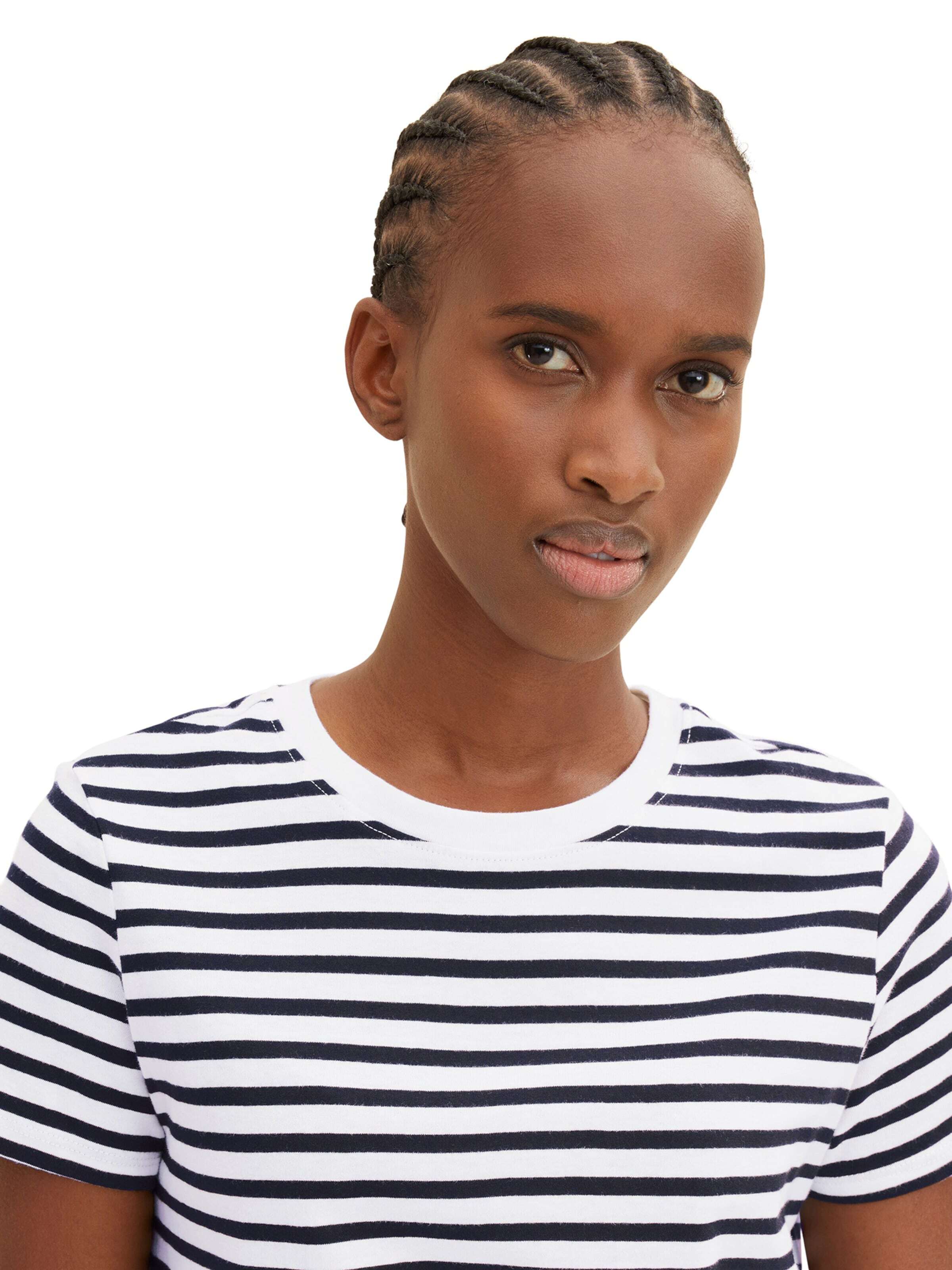 TOM TAILOR DENIM Majica črna / bela