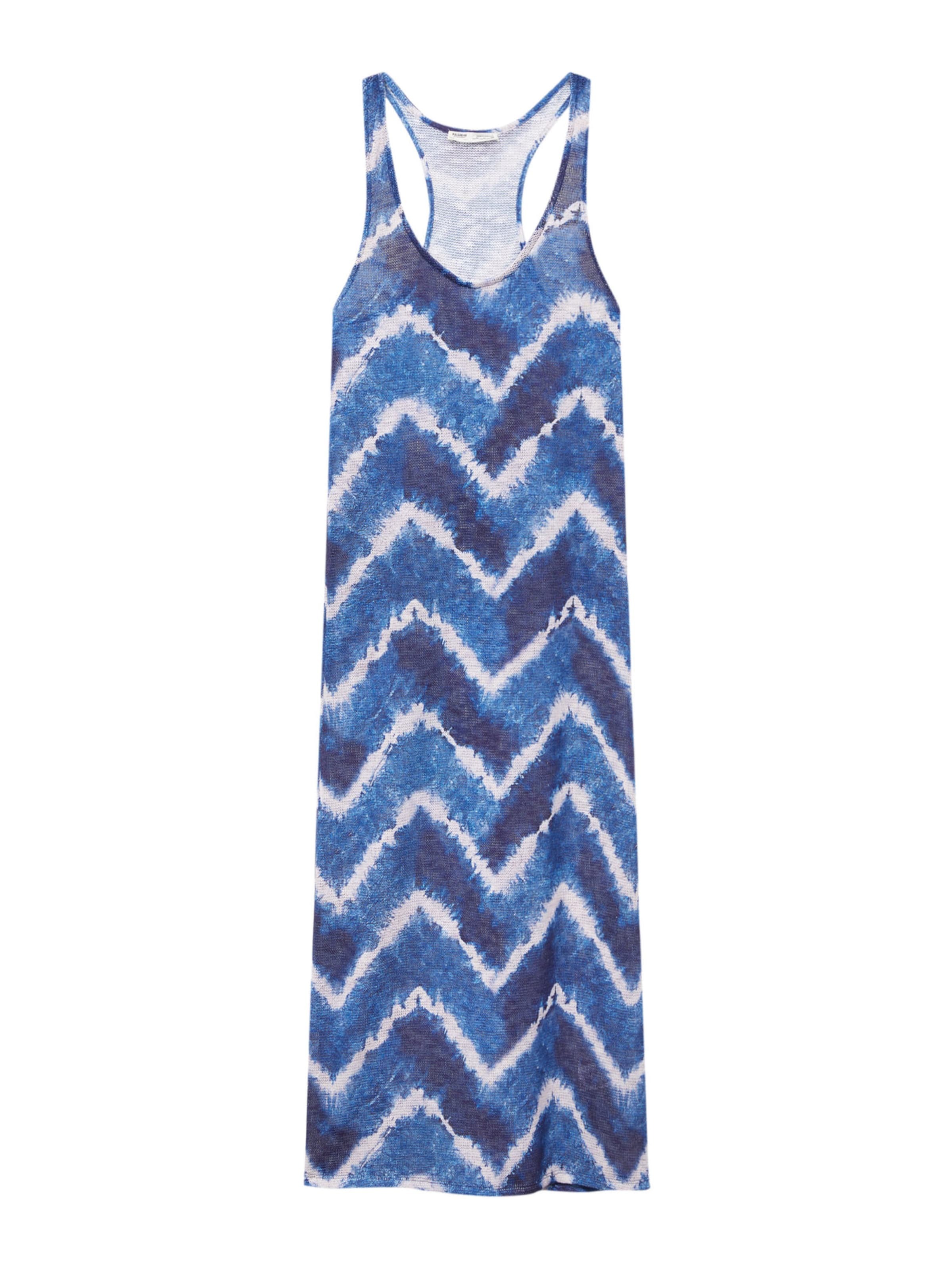 Pull&Bear Poletna obleka modra / temno modra / off-bela