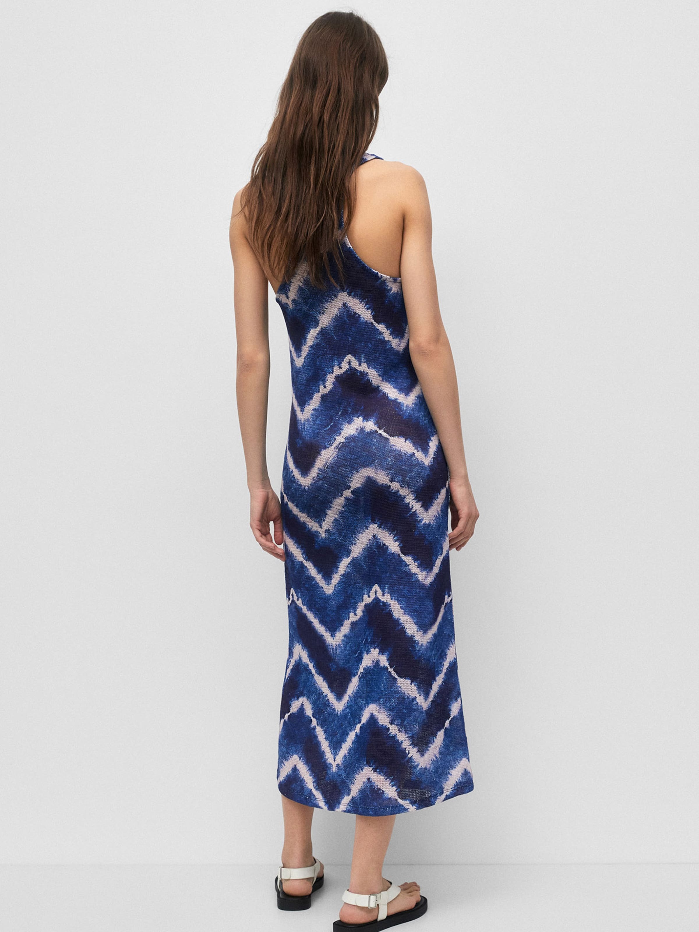 Pull&Bear Poletna obleka modra / temno modra / off-bela