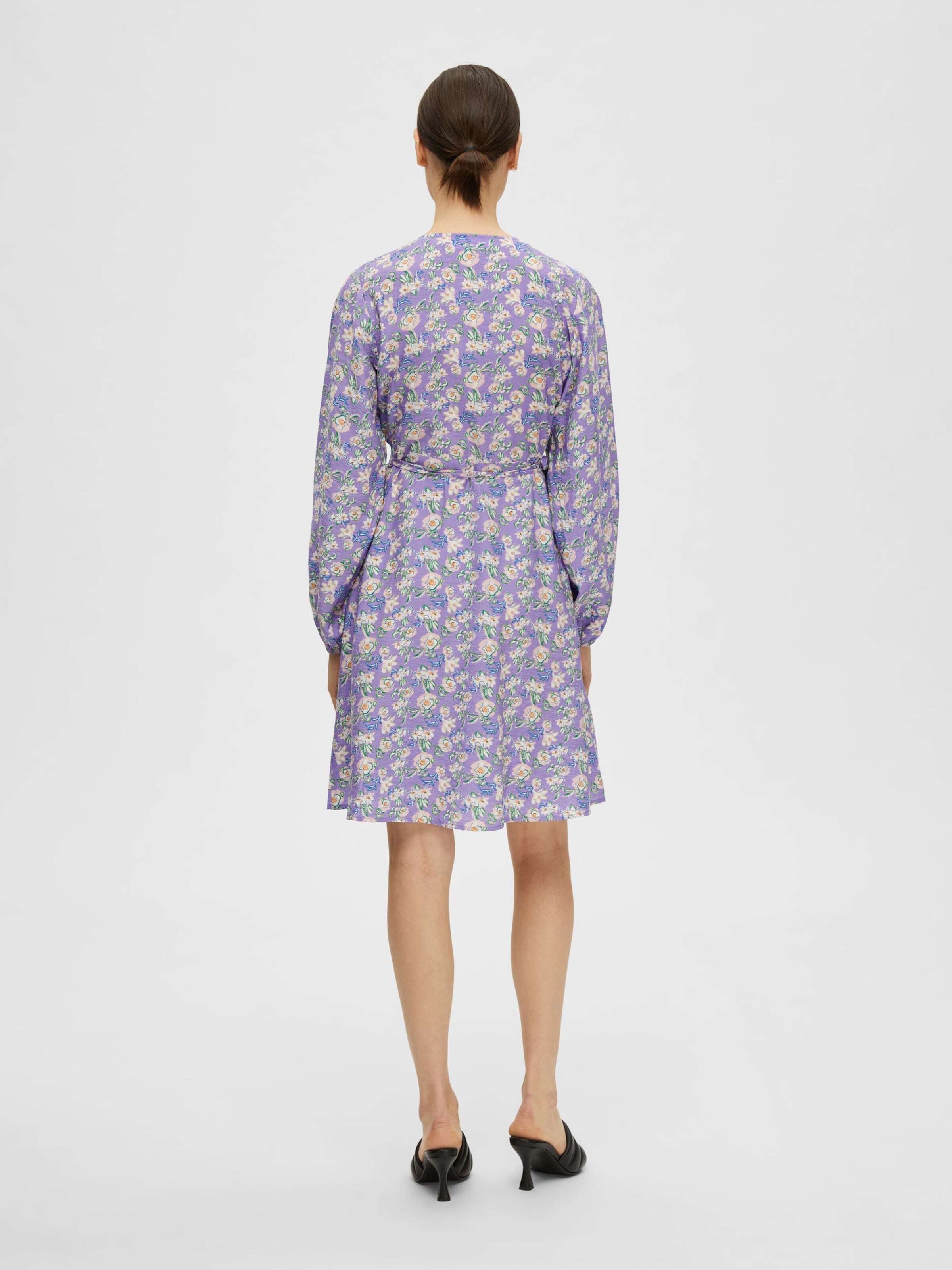 SELECTED Obleka 'Fiola' temno modra / travnato zelena / svetlo lila / pastelno roza / bela