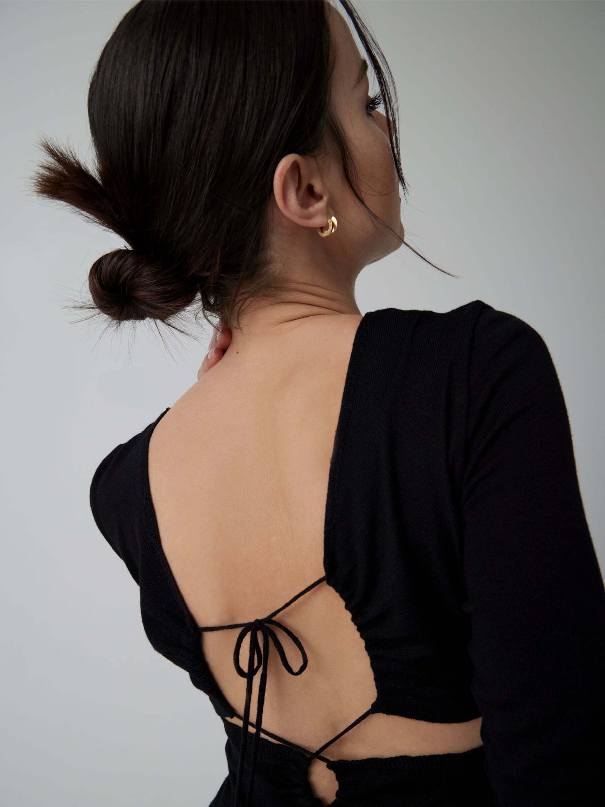 A LOT LESS Pletena obleka 'Caroline' črna