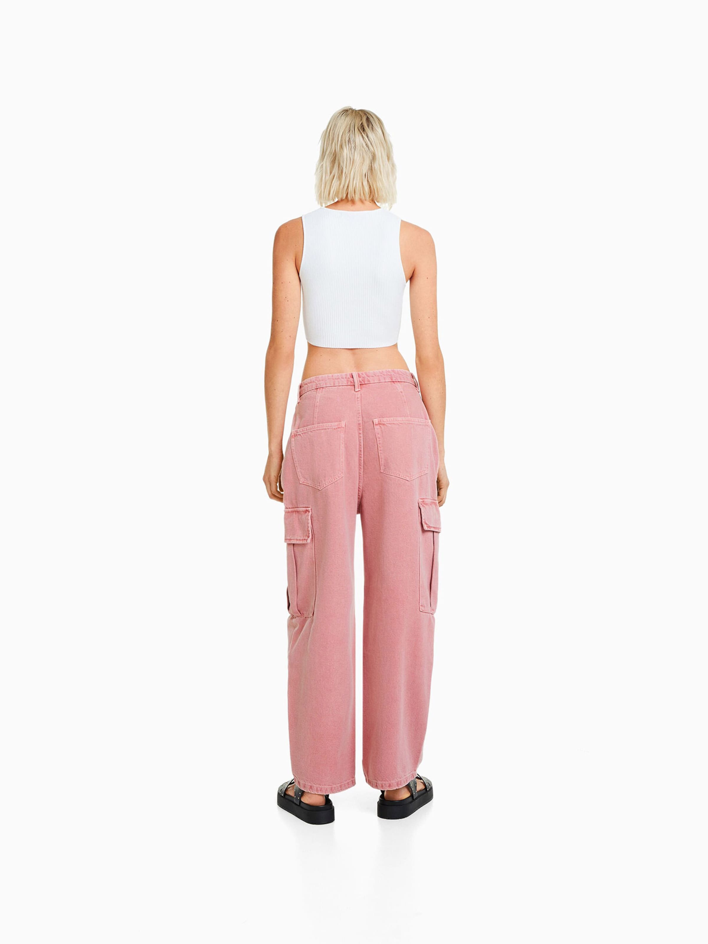 Bershka Kargo kavbojke staro roza