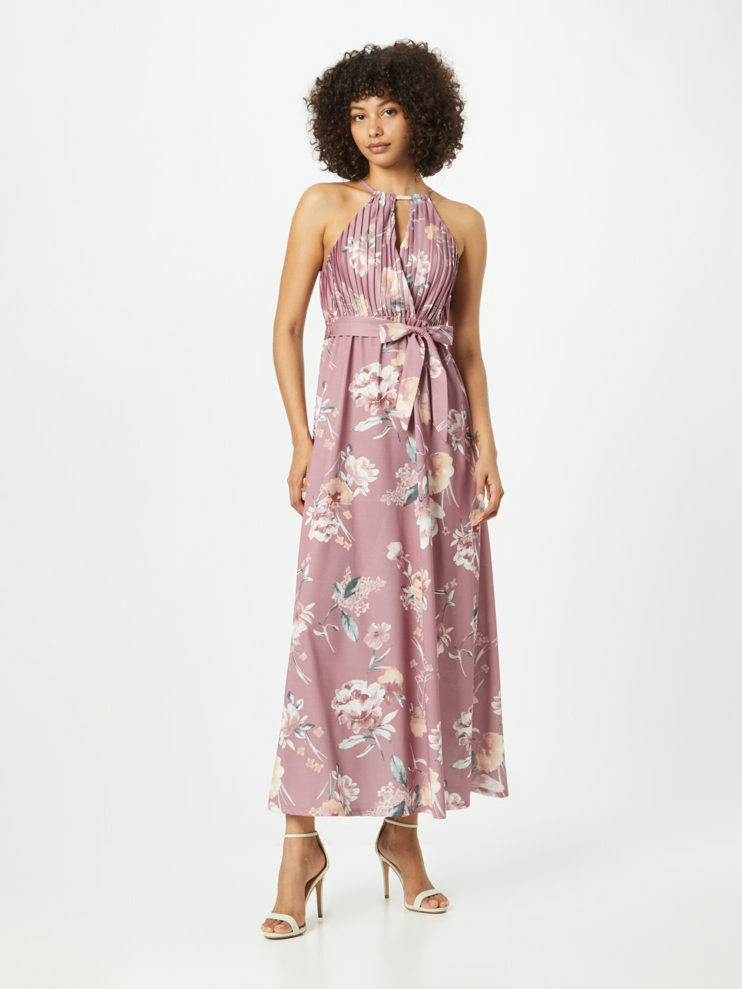 ABOUT YOU Obleka 'Rosie' svetlo rumena / staro roza / bela