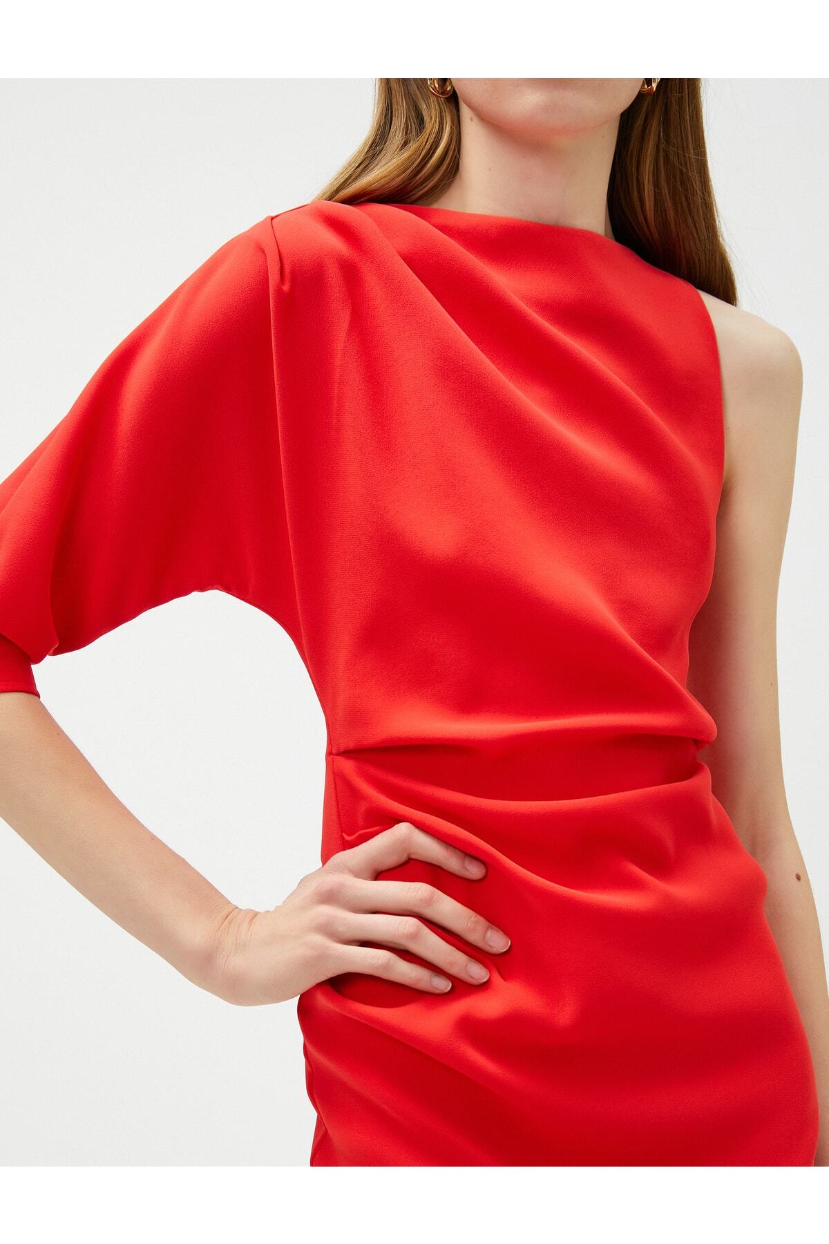 Koton Mini Party Dress Draped Sleeve Detail