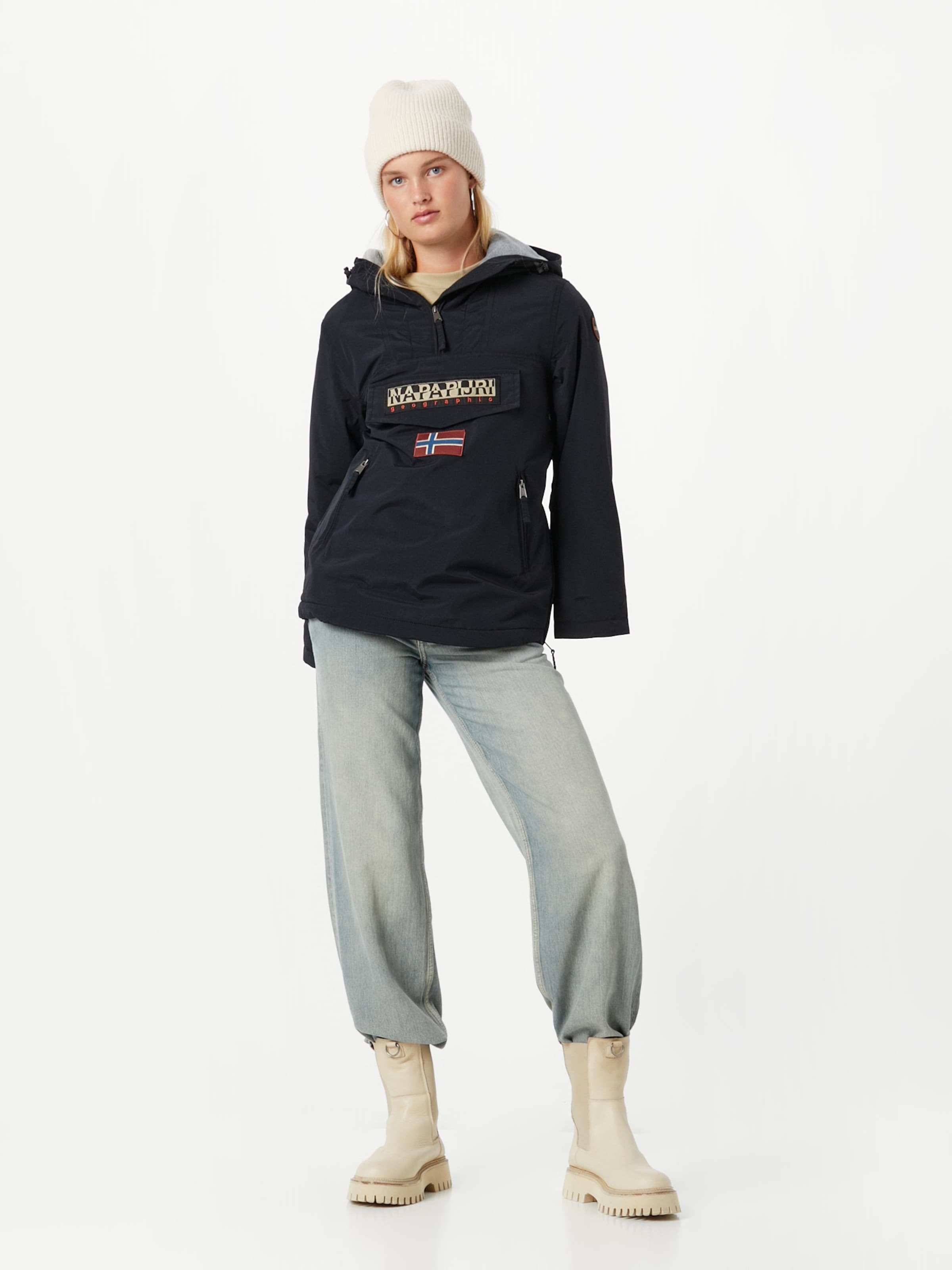 NAPAPIJRI Funkcionalna jakna 'Rainforest' bež / temno rdeča / črna