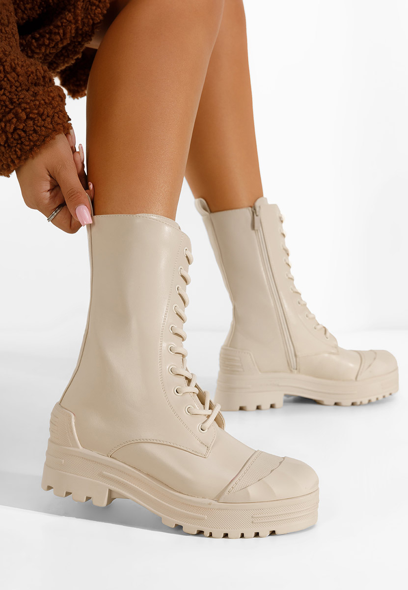 Zapatos Gležnjarji z vezalkami Serrato bež