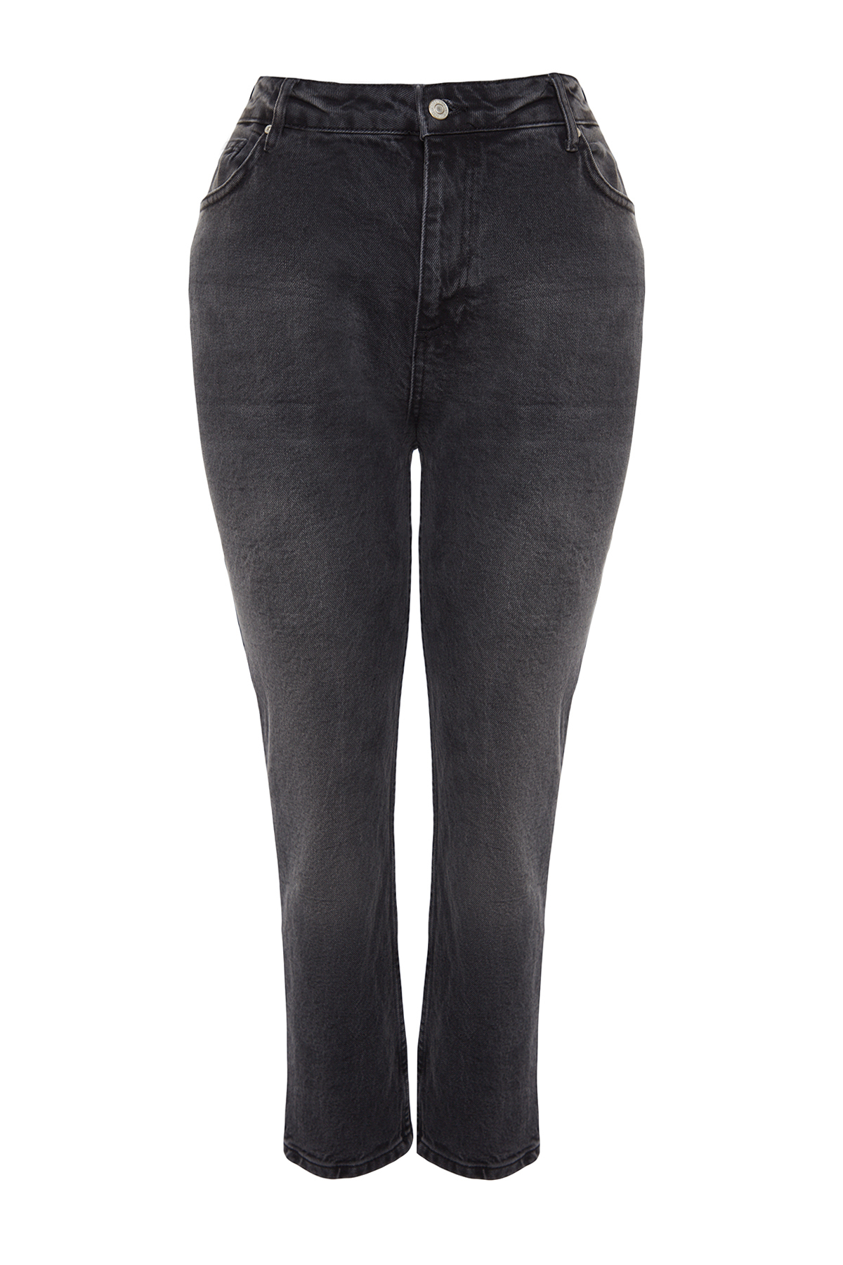 Trendyol krivulja Črni visok pas Mama Jeans