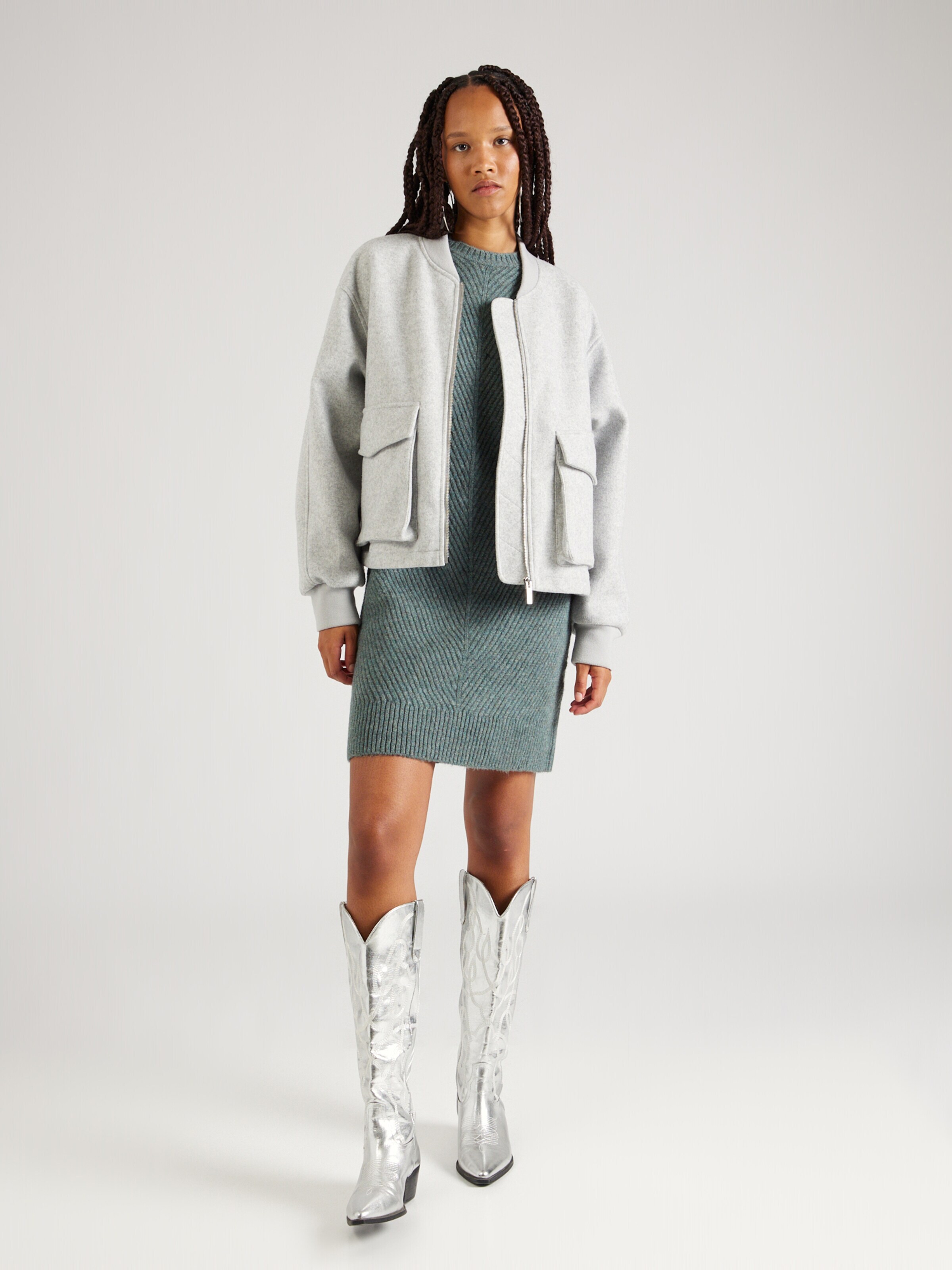 ABOUT YOU Pletena obleka 'Branka' večbarvno zelena