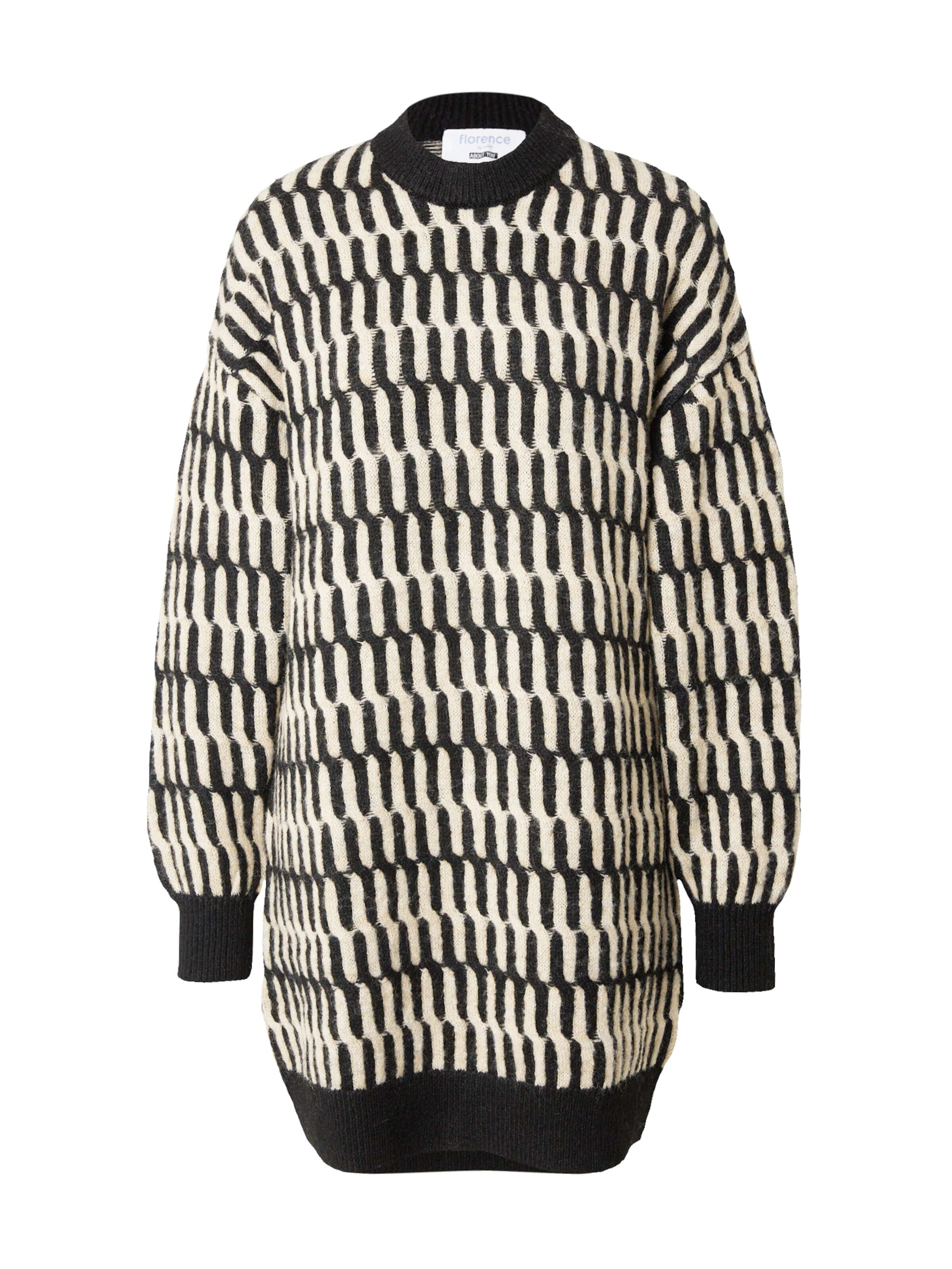 florence by mills exclusive for ABOUT YOU Pletena obleka 'Windy Drive' črna / bela