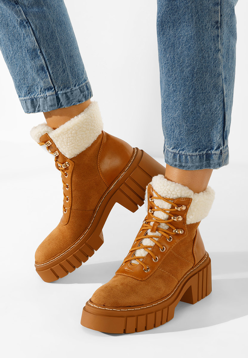 Zapatos Gležnjarji s kosmateno podlogo Latisha kamela