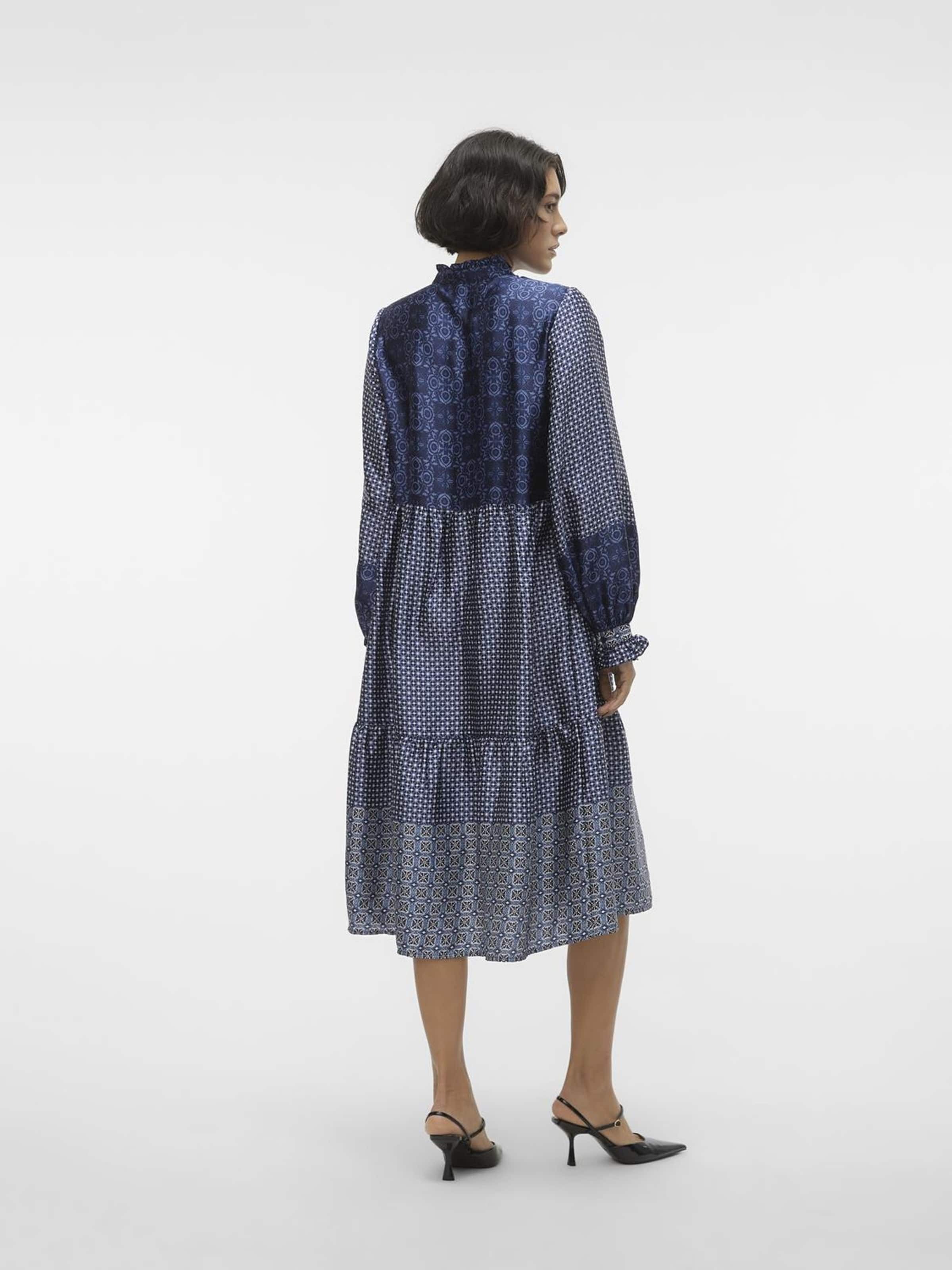 VERO MODA Dolga srajca 'Levi' mornarska / bela / off-bela