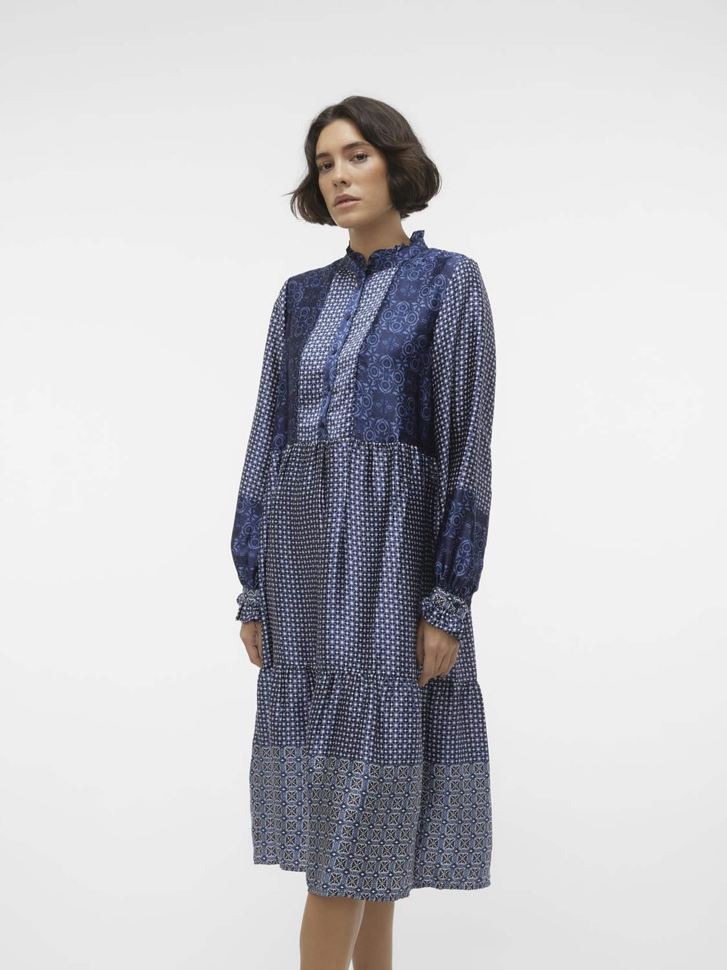 VERO MODA Dolga srajca 'Levi' mornarska / bela / off-bela