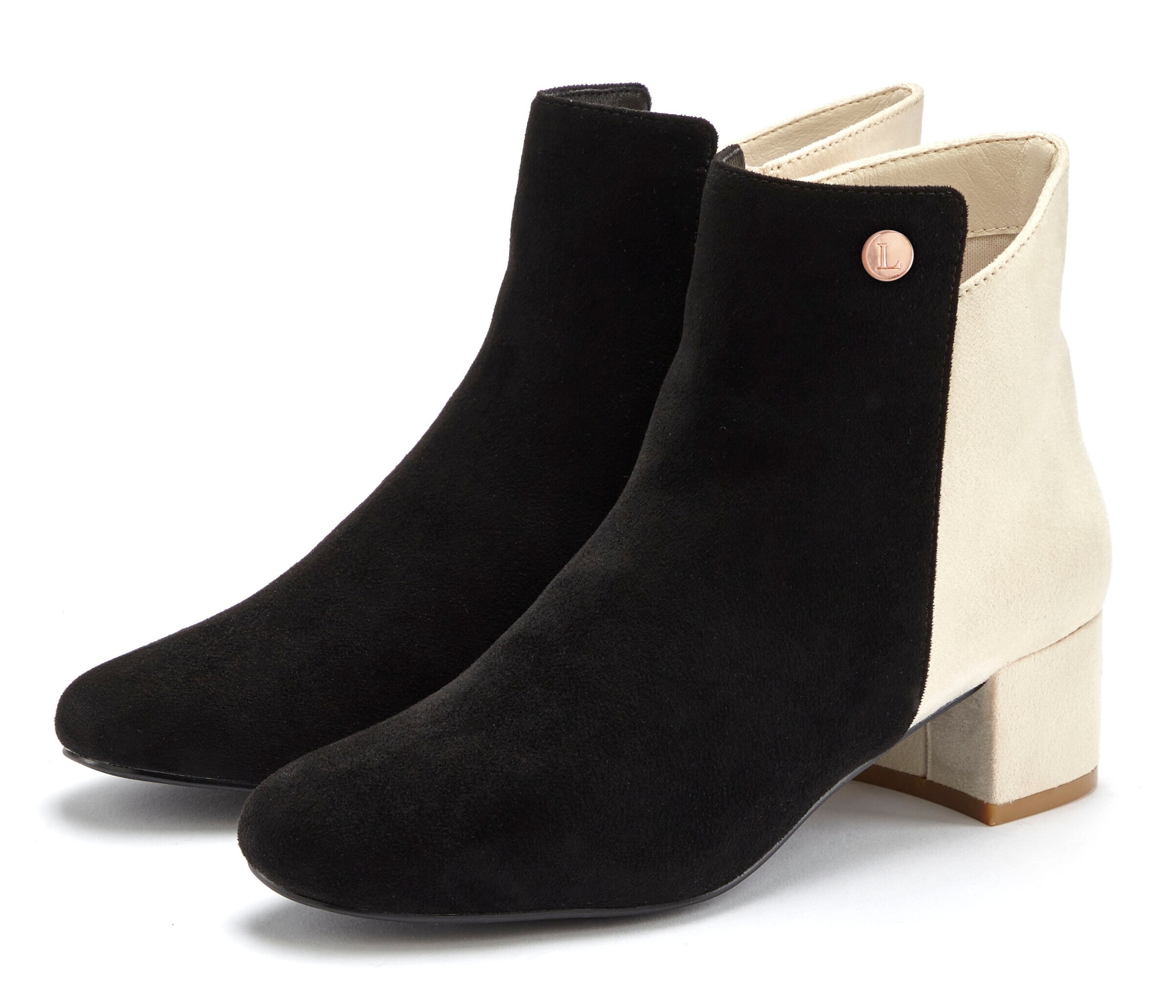 LASCANA Gležnarji svetlo bež / črna