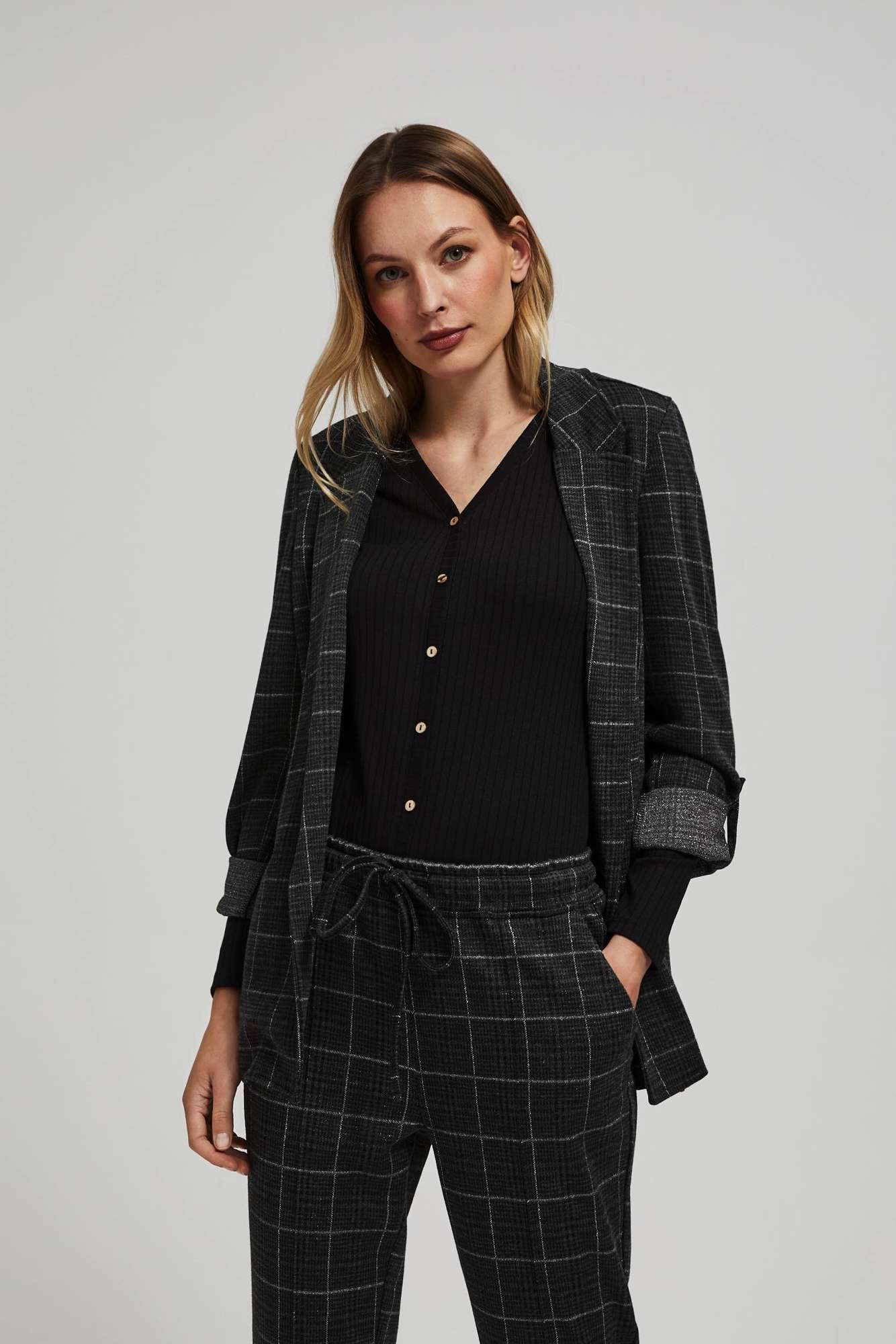 Marisse Checked Jacket With Rolled-Up Sleeves