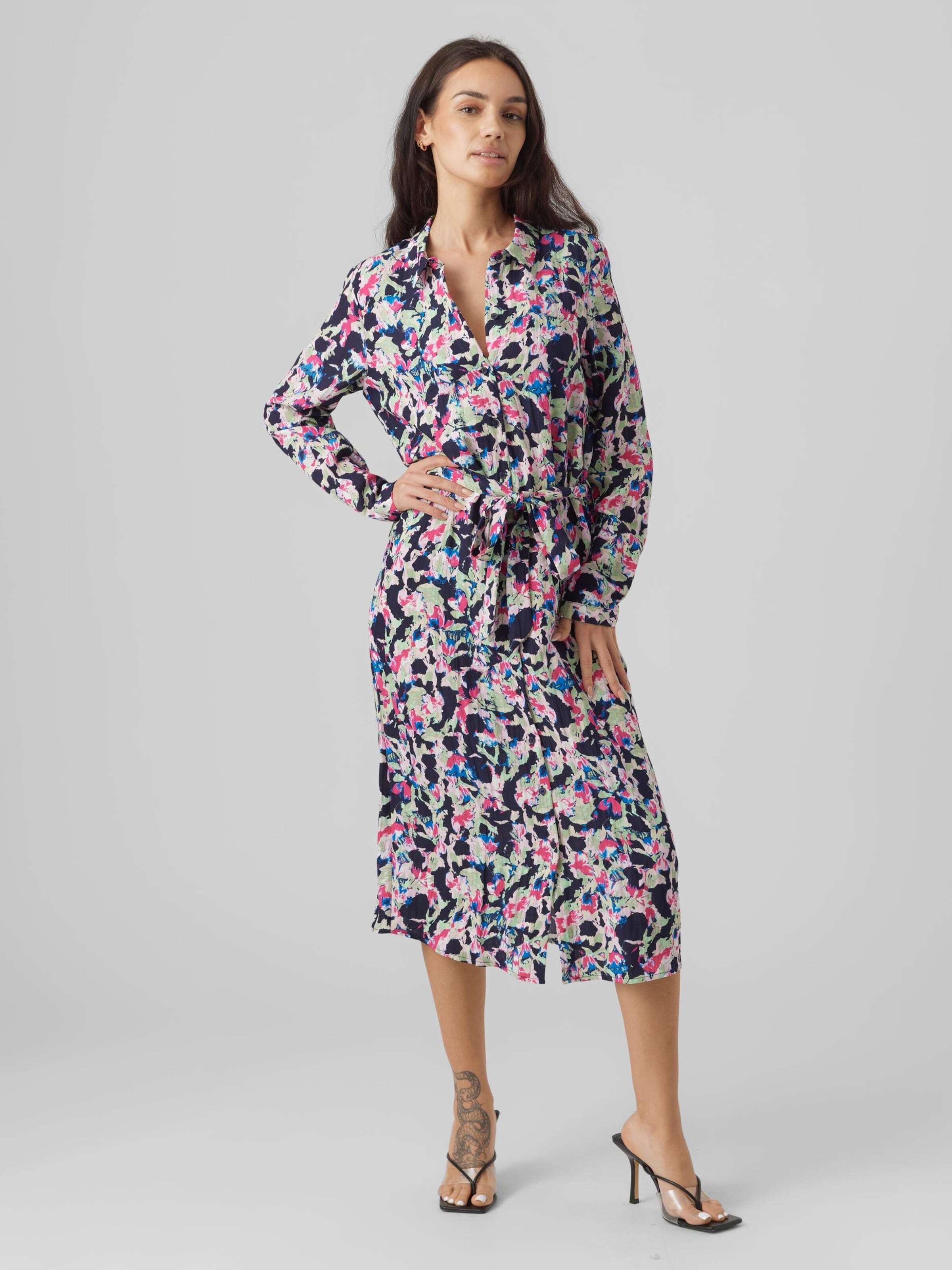 VERO MODA Dolga srajca 'BONNI BAY' modra / mornarska / roza / roza