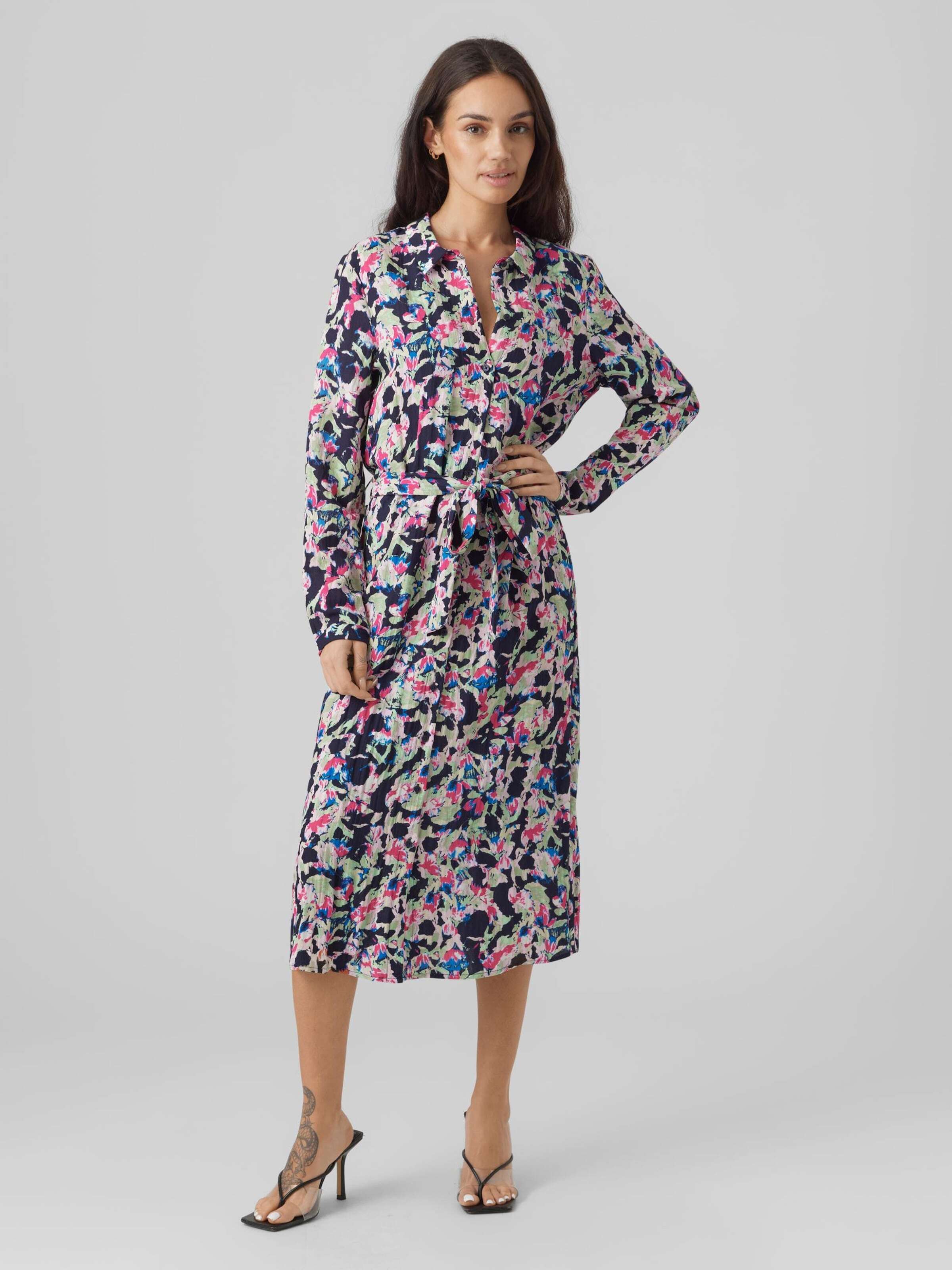 VERO MODA Dolga srajca 'BONNI BAY' modra / mornarska / roza / roza