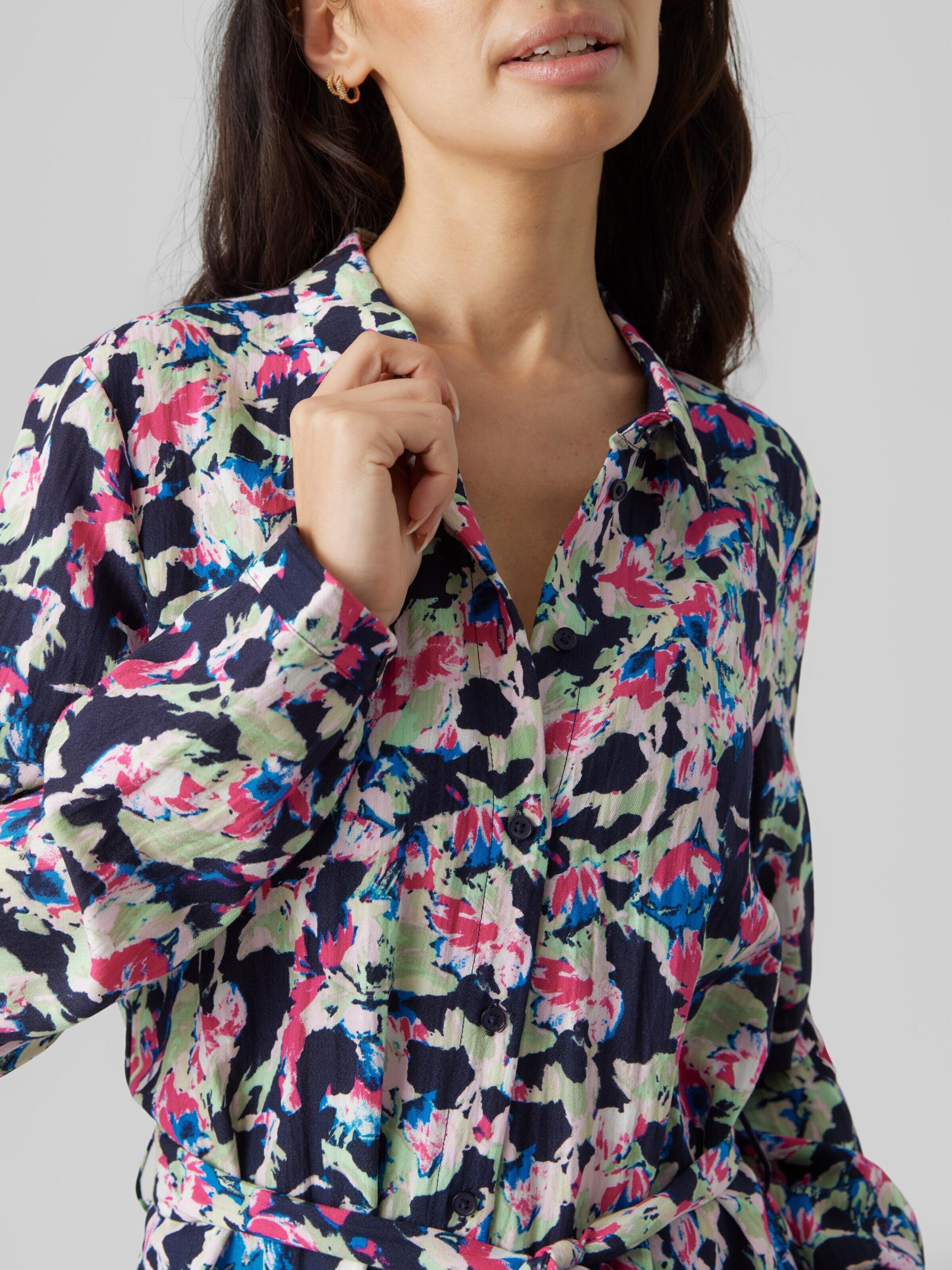 VERO MODA Dolga srajca 'BONNI BAY' modra / mornarska / roza / roza