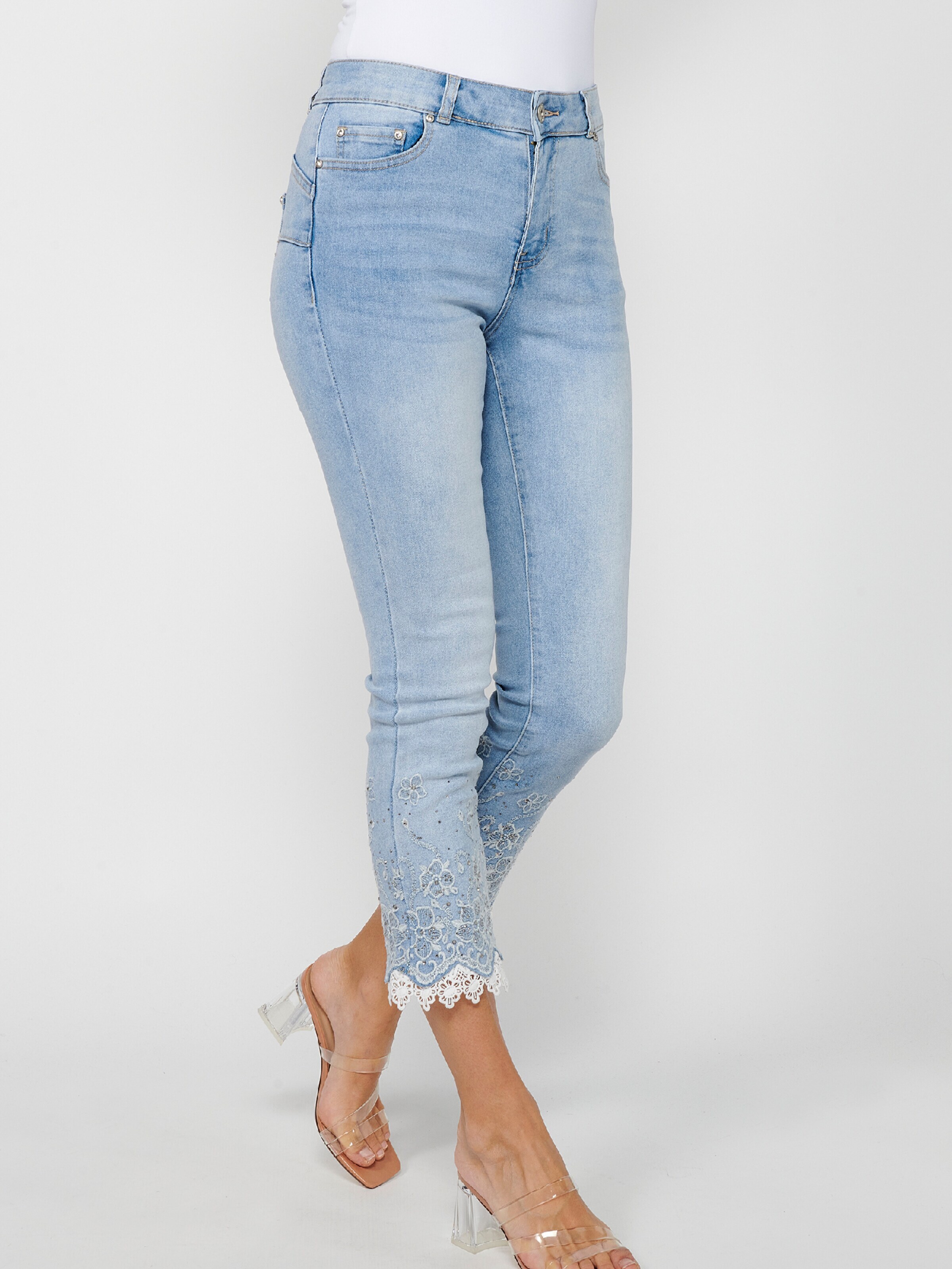 KOROSHI Kavbojke modra / moder denim / transparentna