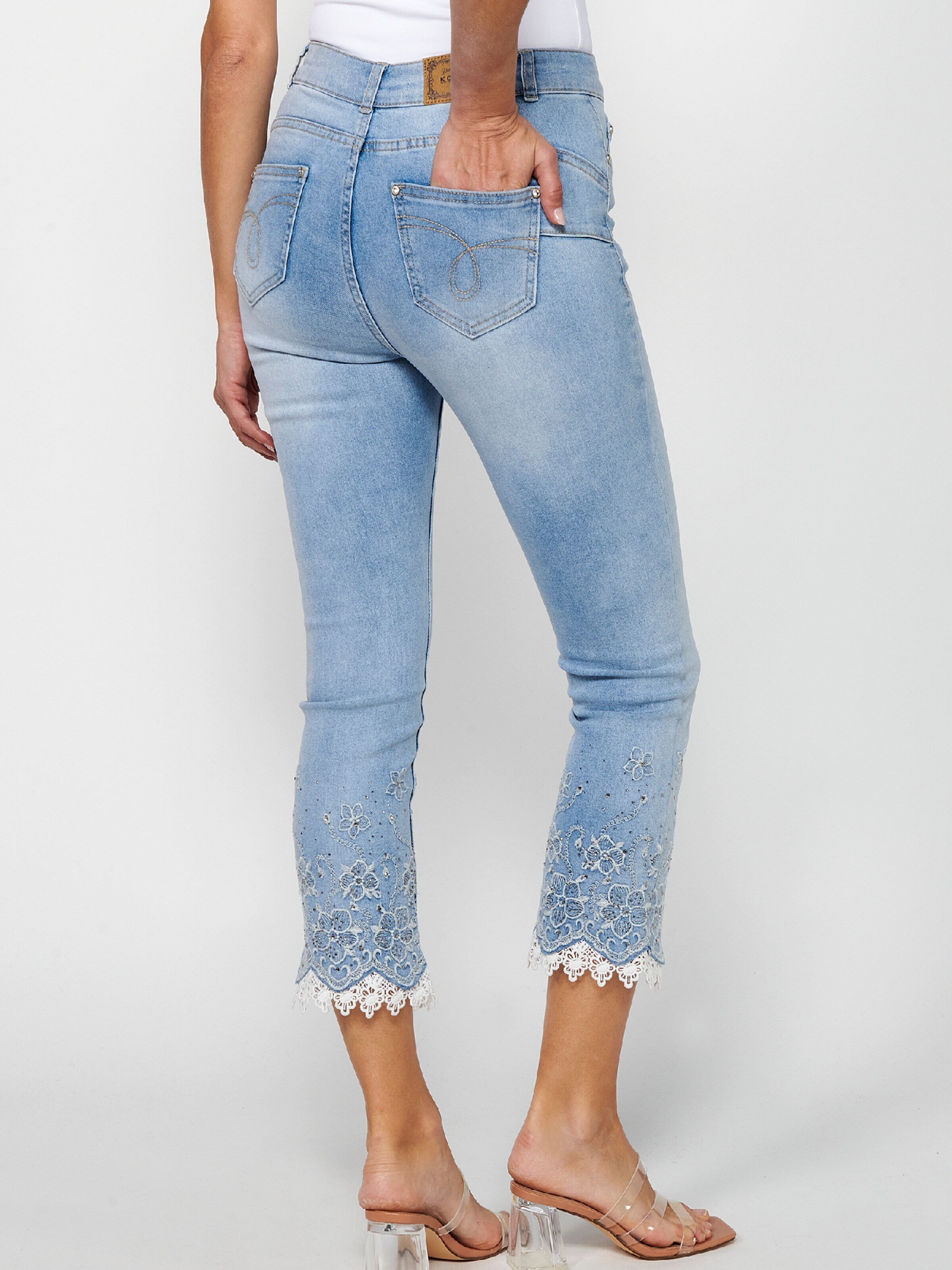 KOROSHI Kavbojke modra / moder denim / transparentna