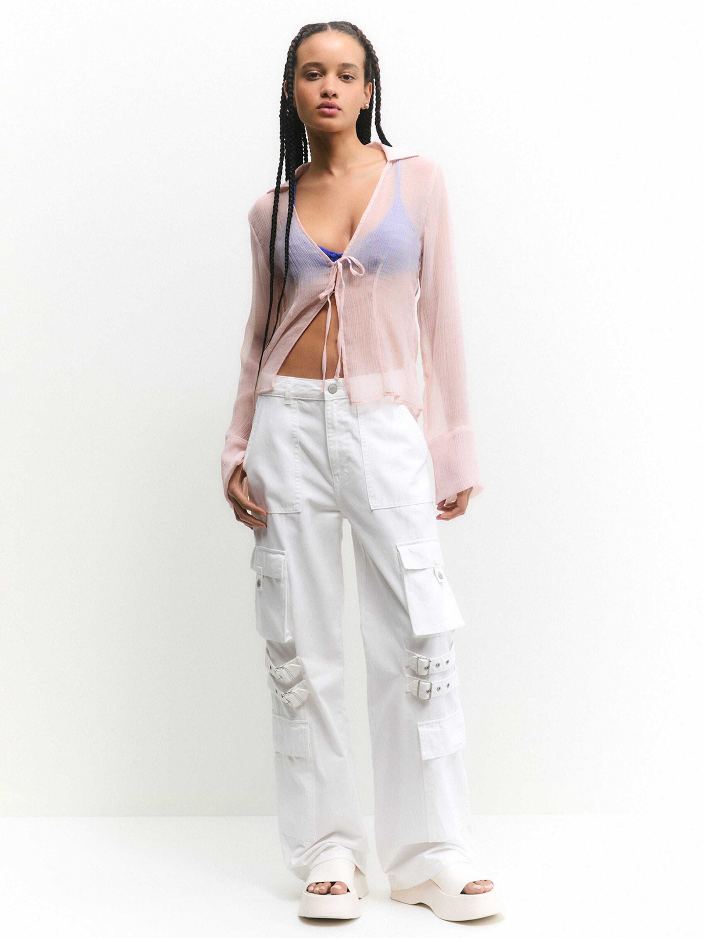 Pull&Bear Kargo kavbojke bela