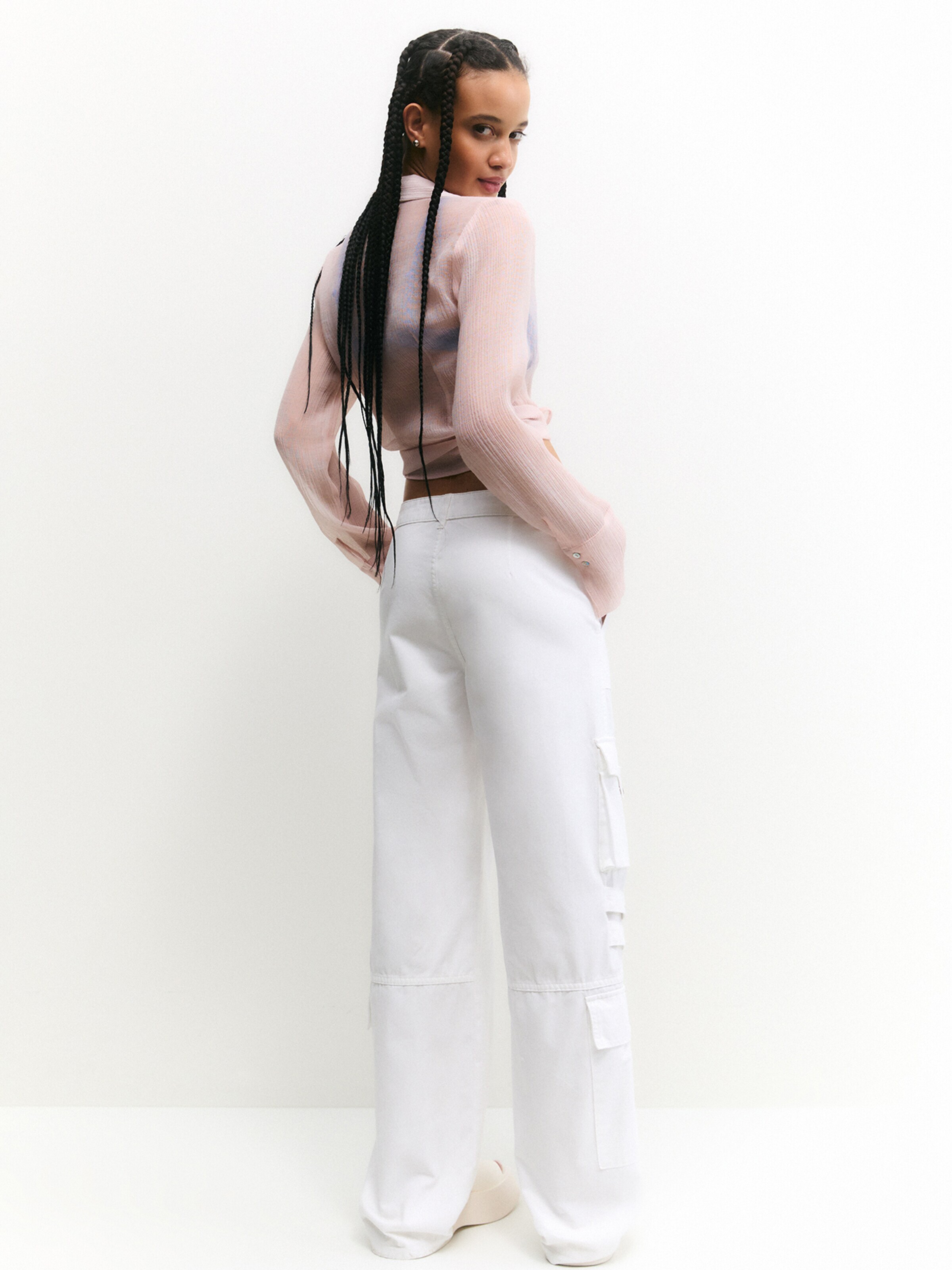 Pull&Bear Kargo kavbojke bela