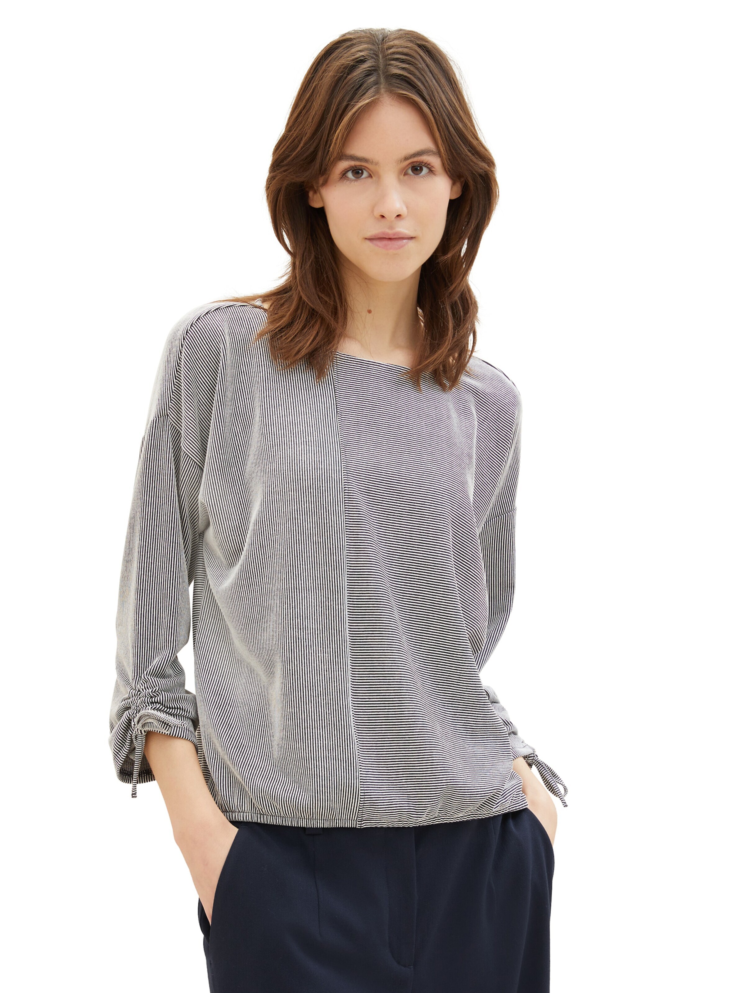 TOM TAILOR DENIM Majica mornarska / off-bela