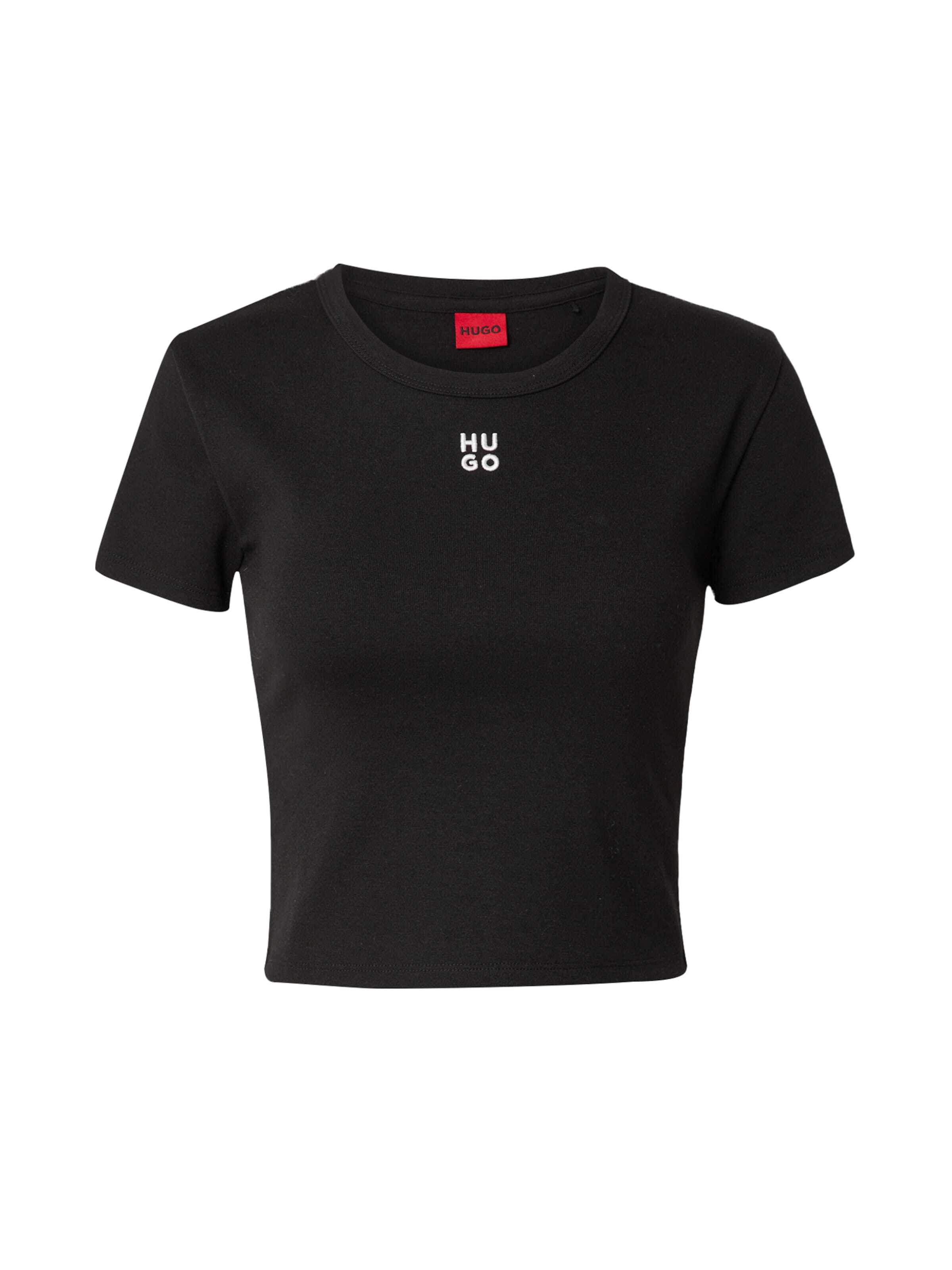 HUGO Majica 'Delanor' črna / bela