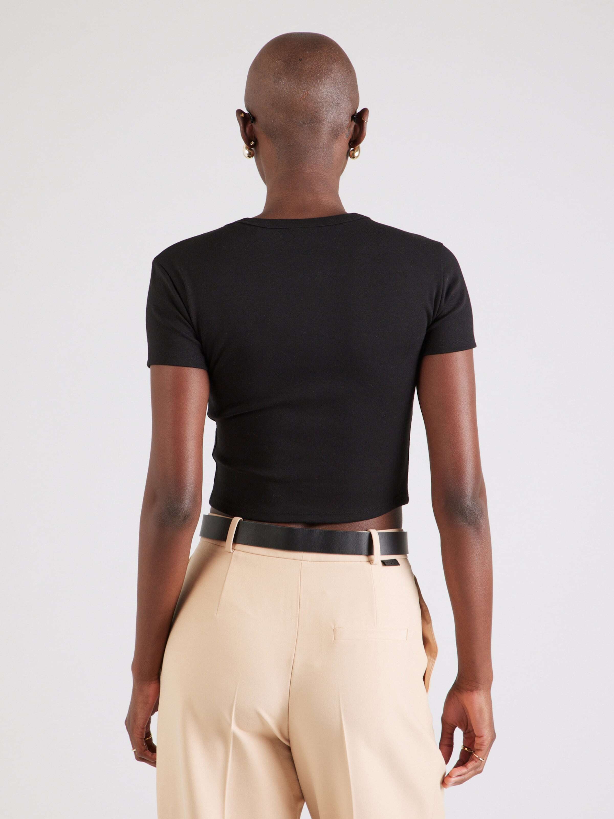 HUGO Majica 'Delanor' črna / bela