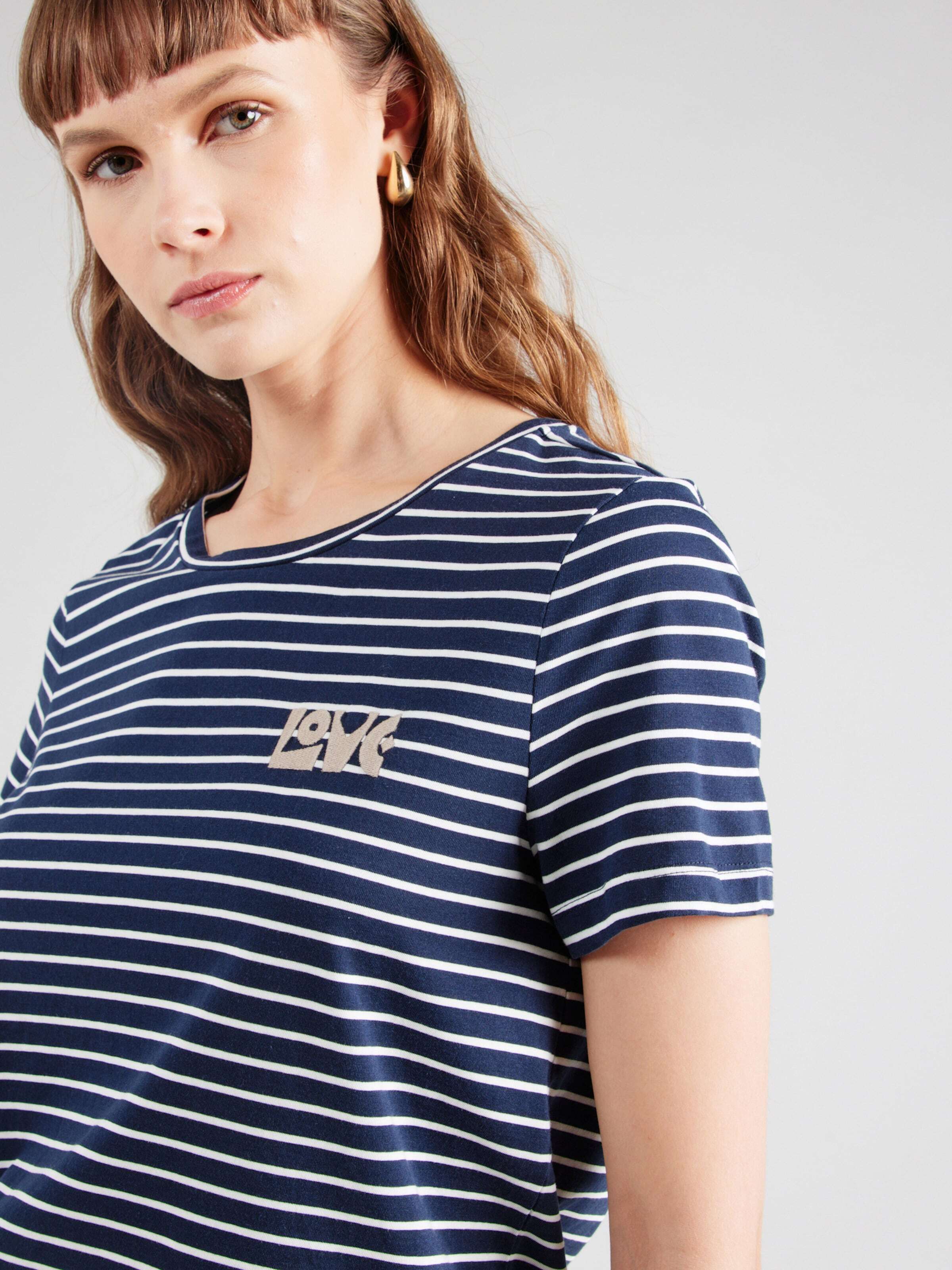 VERO MODA Majica mornarska / temno siva / bela