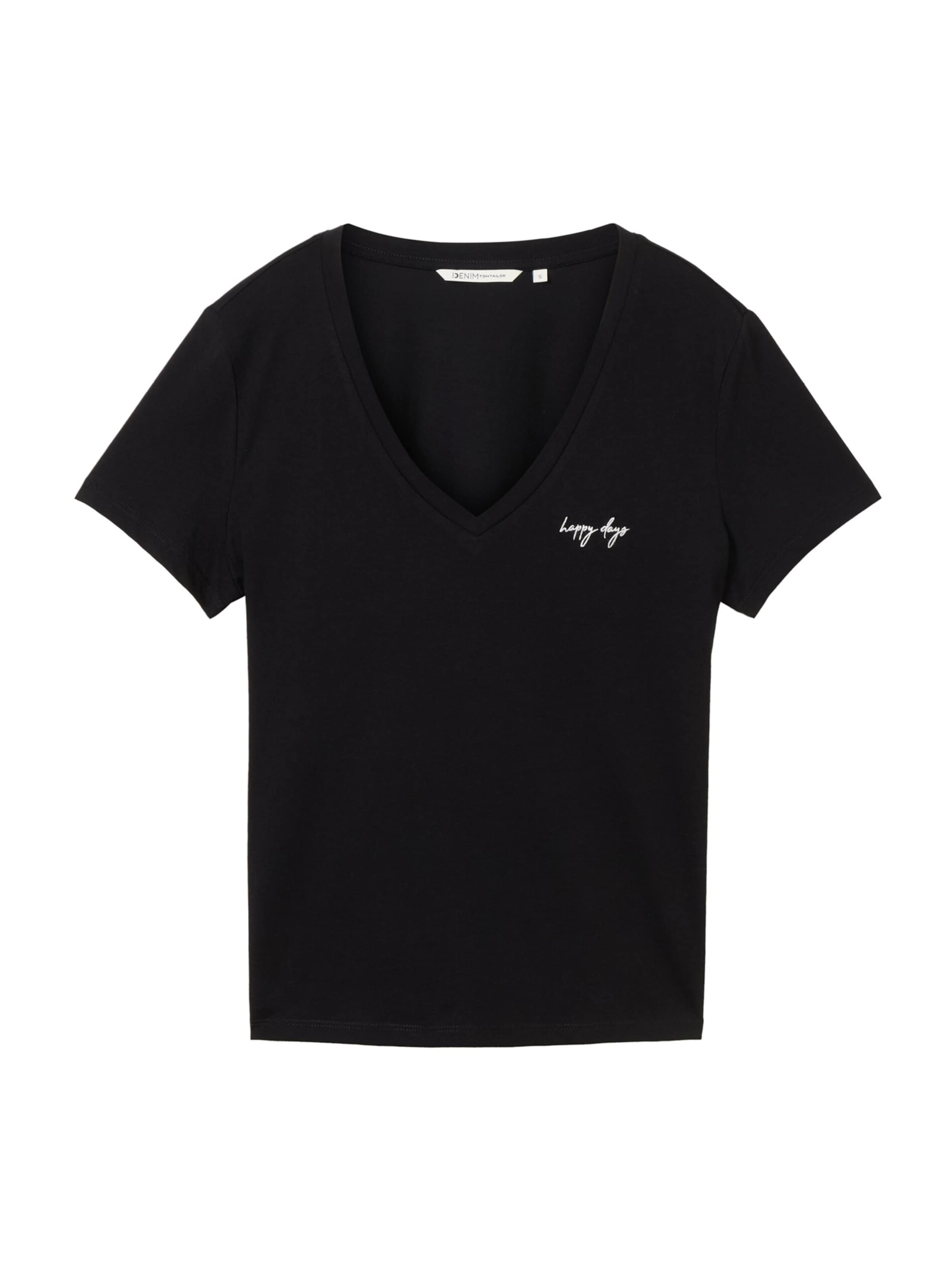 TOM TAILOR DENIM Majica črna / bela