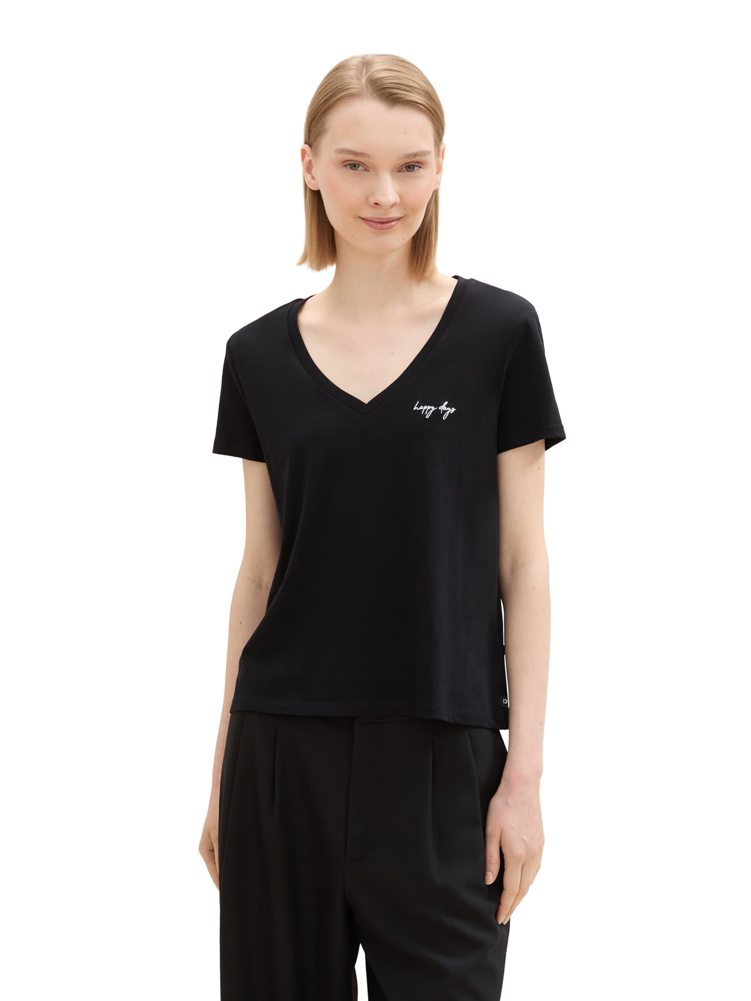 TOM TAILOR DENIM Majica črna / bela